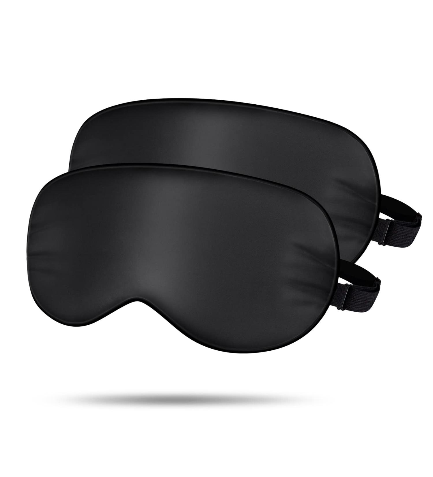 Buy Joyhabit 2 Pack Silk Sleep Masks for Women & Men | Adjustable Large Eye Masks for Peaceful Sleep - Black - Buy Online on GoSupps.com