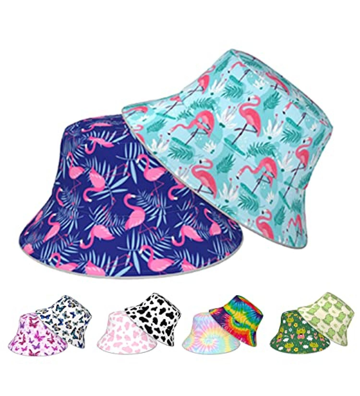 Reversible Pink Flamingo Bucket Hat | Packable Unisex Sun Cap for Outdoor Activities - Buy Online on GoSupps.com