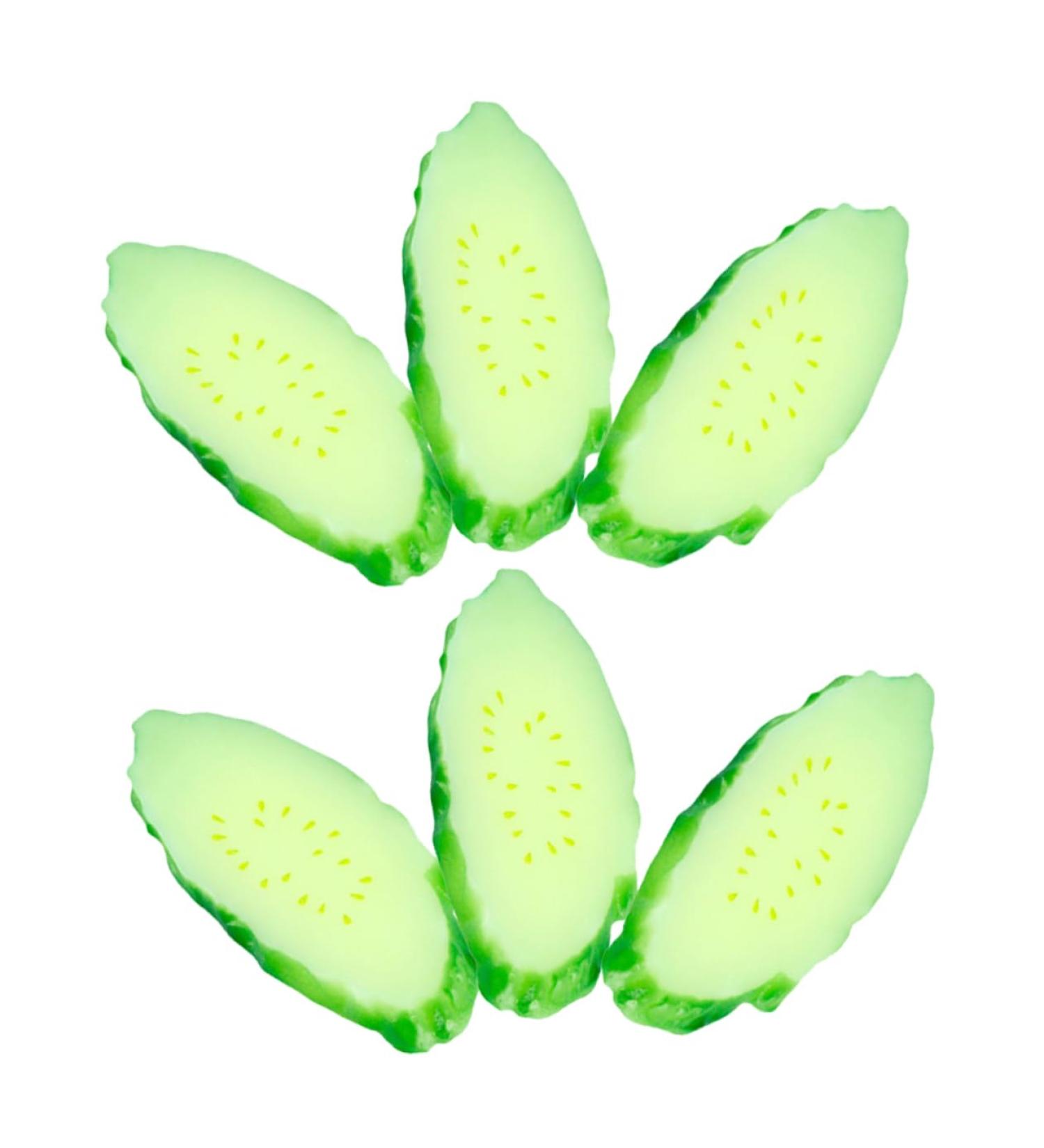 ORFOFE 6pcs Simulation Cucumber Slice Simulation Green Vegetable Green 6.50X3.00X0.50CM - Buy Online on GoSupps.com