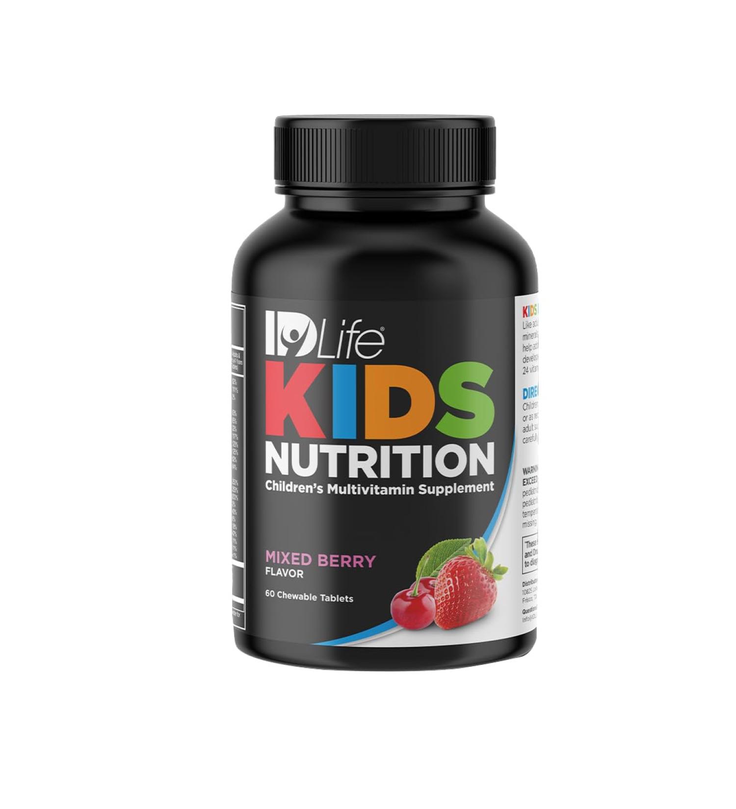 IDLife Mixed Berry Kids Nutrition Chewable Tablets - Essential 24 Vitamins & Minerals for Growing Bodies - Daily Nutritional Support - 60 Count - Buy Online on GoSupps.com