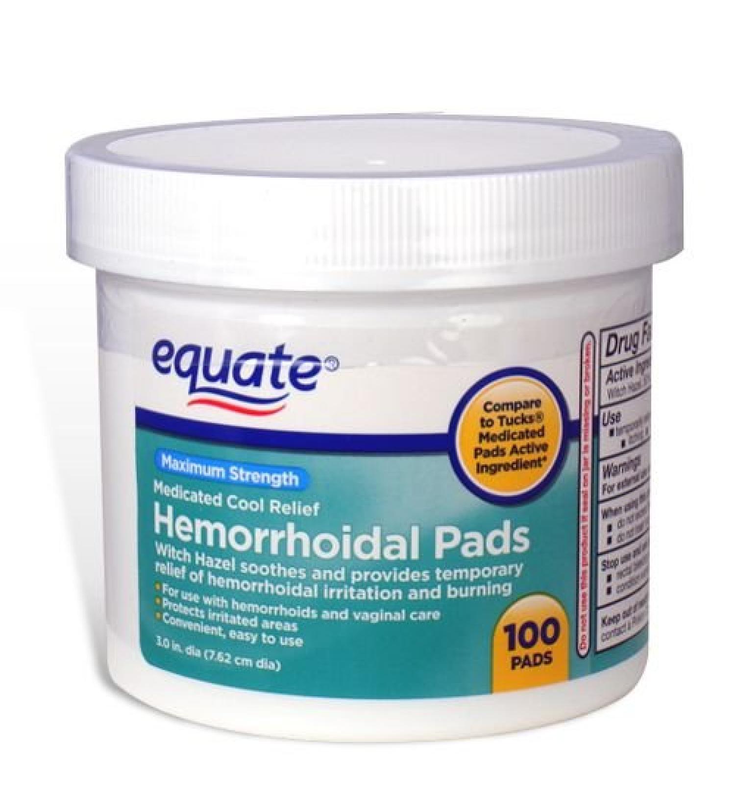 Equate - Hygienic Cleansing Pads Hemorrhoidal Vaginal Medicated Pads 100 Pads