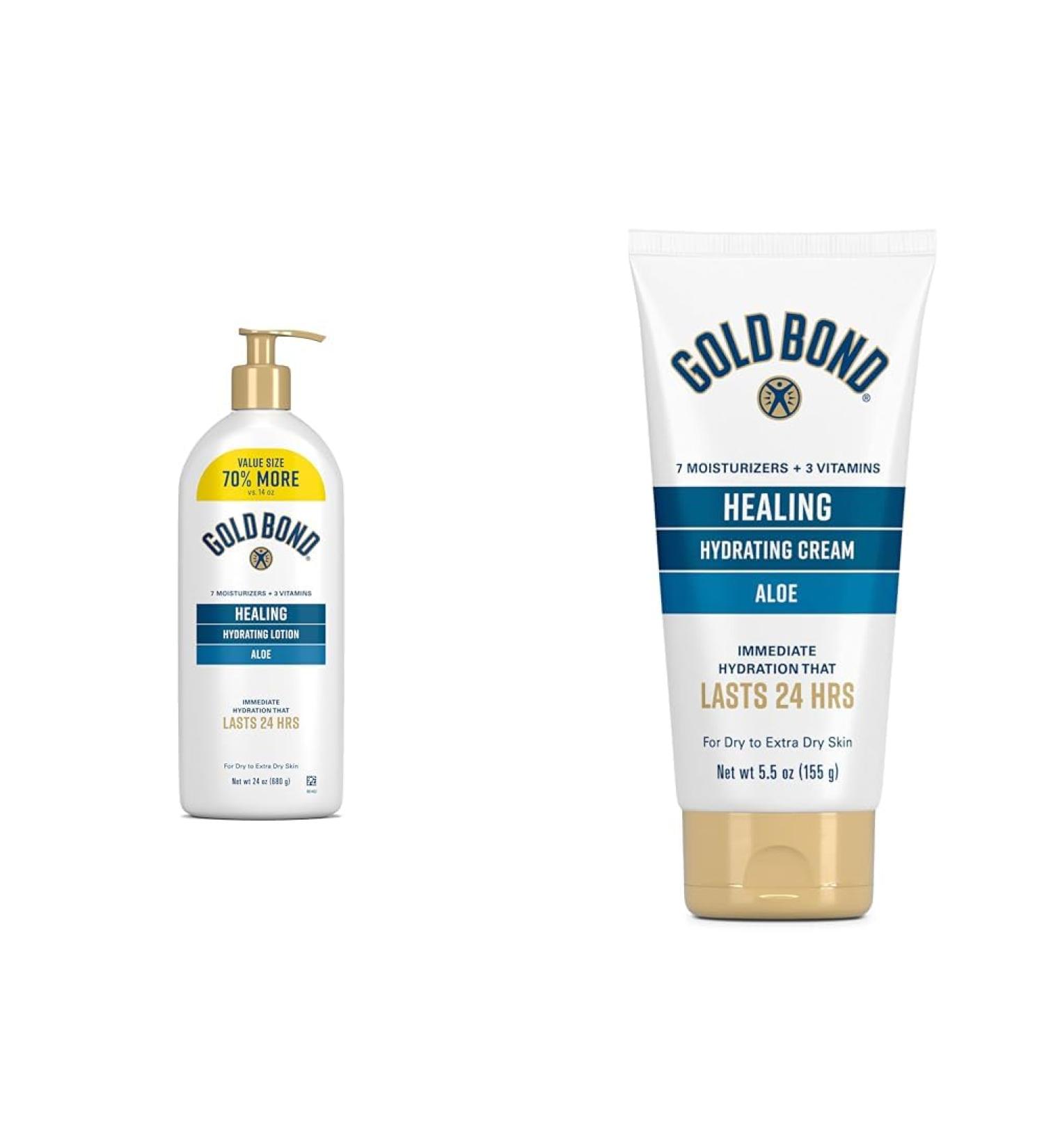 Gold Bond Healing Hydrating Lotion 24 oz. & Skin Therapy Lotion with Aloe 5.5 oz. Bundle Moisturizes Dry Skin - Buy Online on GoSupps.com