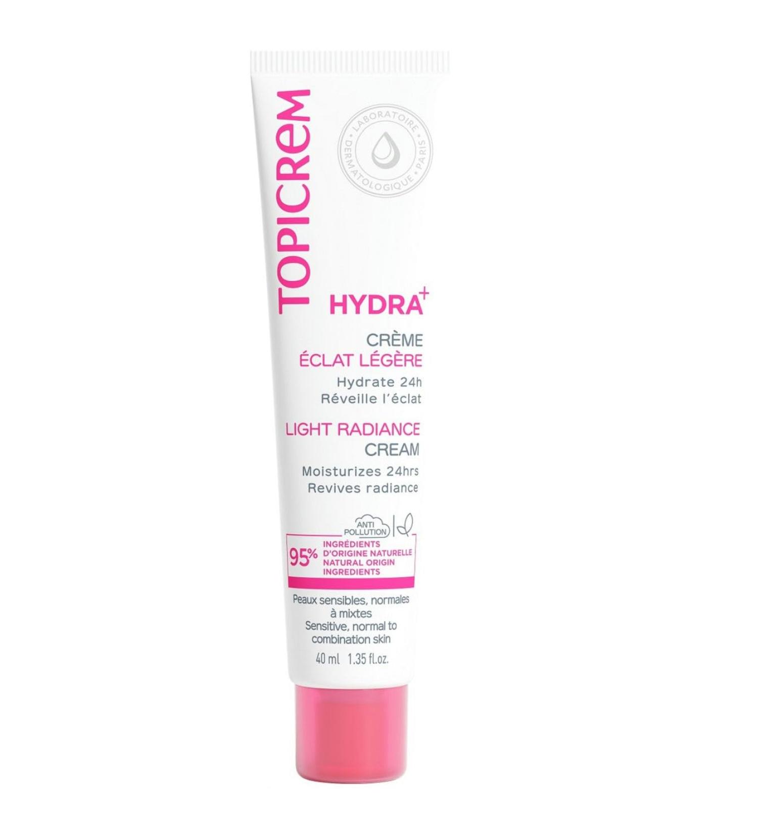 Topicrem - HYDRA+ Light Radiance Moisturizing Cream for Sensitive Normal to Combination Skin Adults and Adolescents - 24-Hour Hydration Awakens Radiance - 40 ml - Buy Online on GoSupps.com