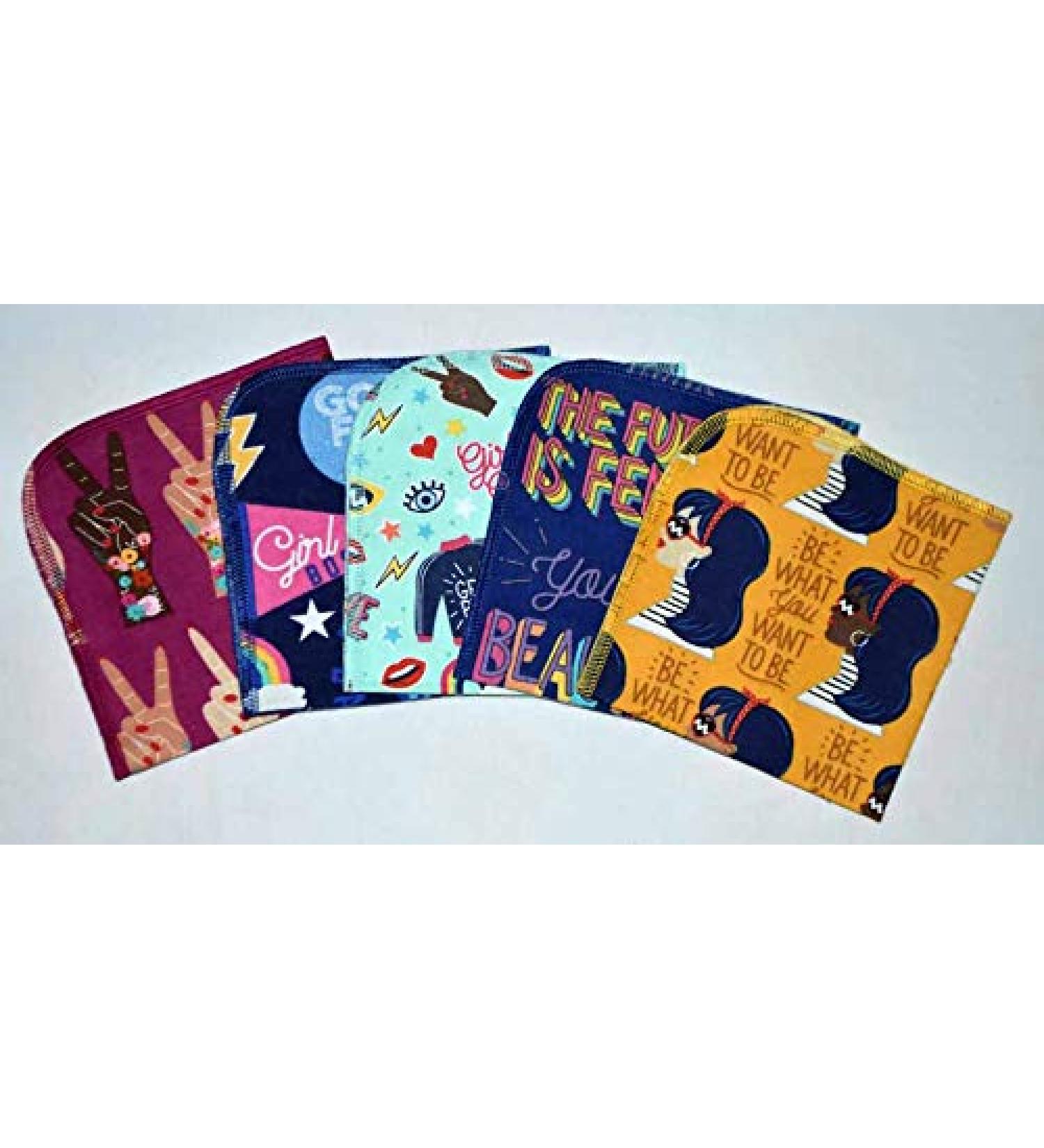Girl Power Printed Flannel Paperless Towels - Set of 5 (12x12 Inches, 1 Ply) | Eco-Friendly Reusable Towels - Buy Online on GoSupps.com