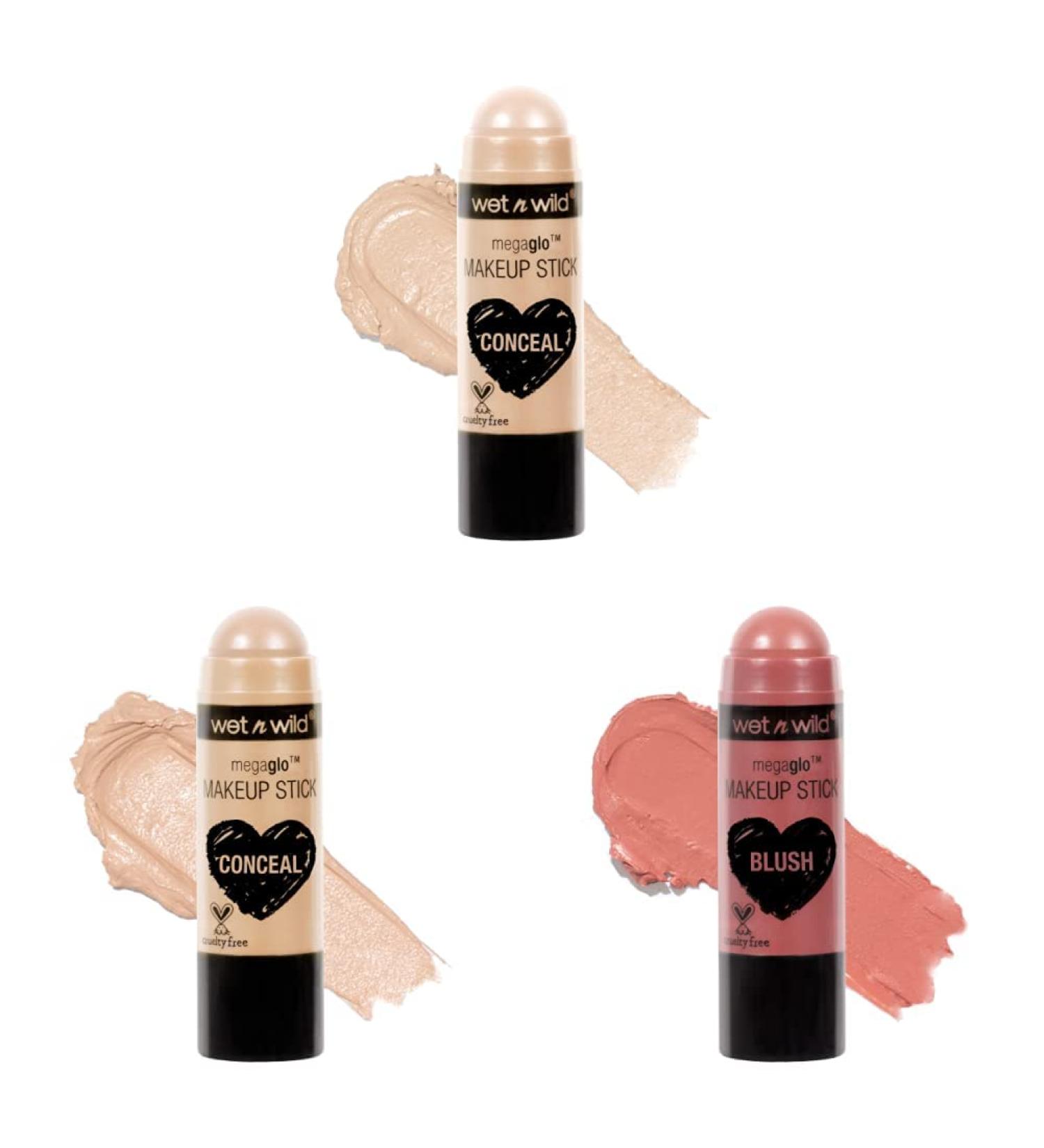 Wet n Wild MegaGlo Conceal and Contour Stick Trio - Neutral Bisque, Nude For Thought, Blush Pink Floral - Buy Online on GoSupps.com