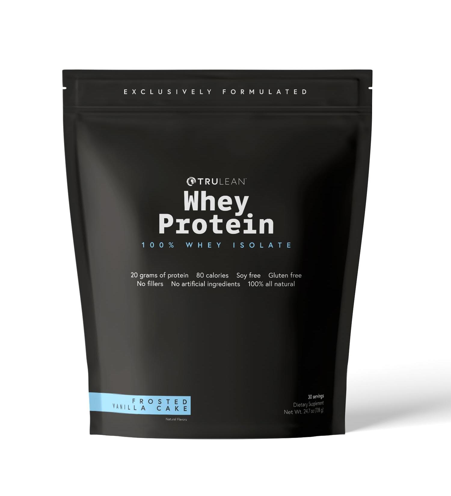 TRULEAN Whey Protein Powder - 20g Whey Isolate Non-GMO Gluten & Soy Free Zero Artificial Sweeteners - Frosted Vanilla Cake (30 Servings - Buy Online on GoSupps.com