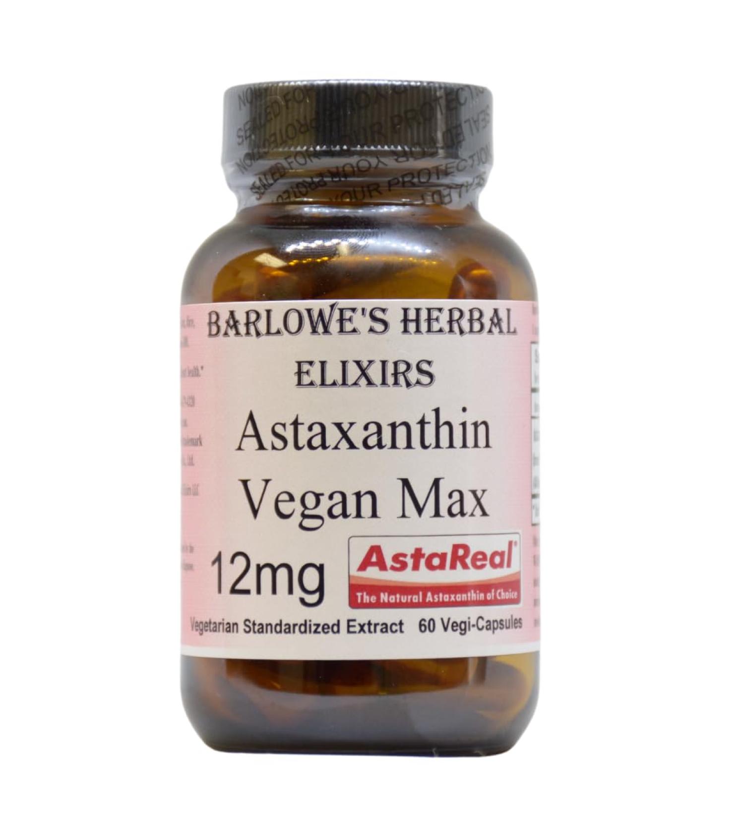 Barlowe's Herbal Elixirs Astaxanthin Supplements | AstaReal Astaxanthin Vegan Max 12mg | 60 Veggie Capsules | Astaxantina - Buy Online on GoSupps.com