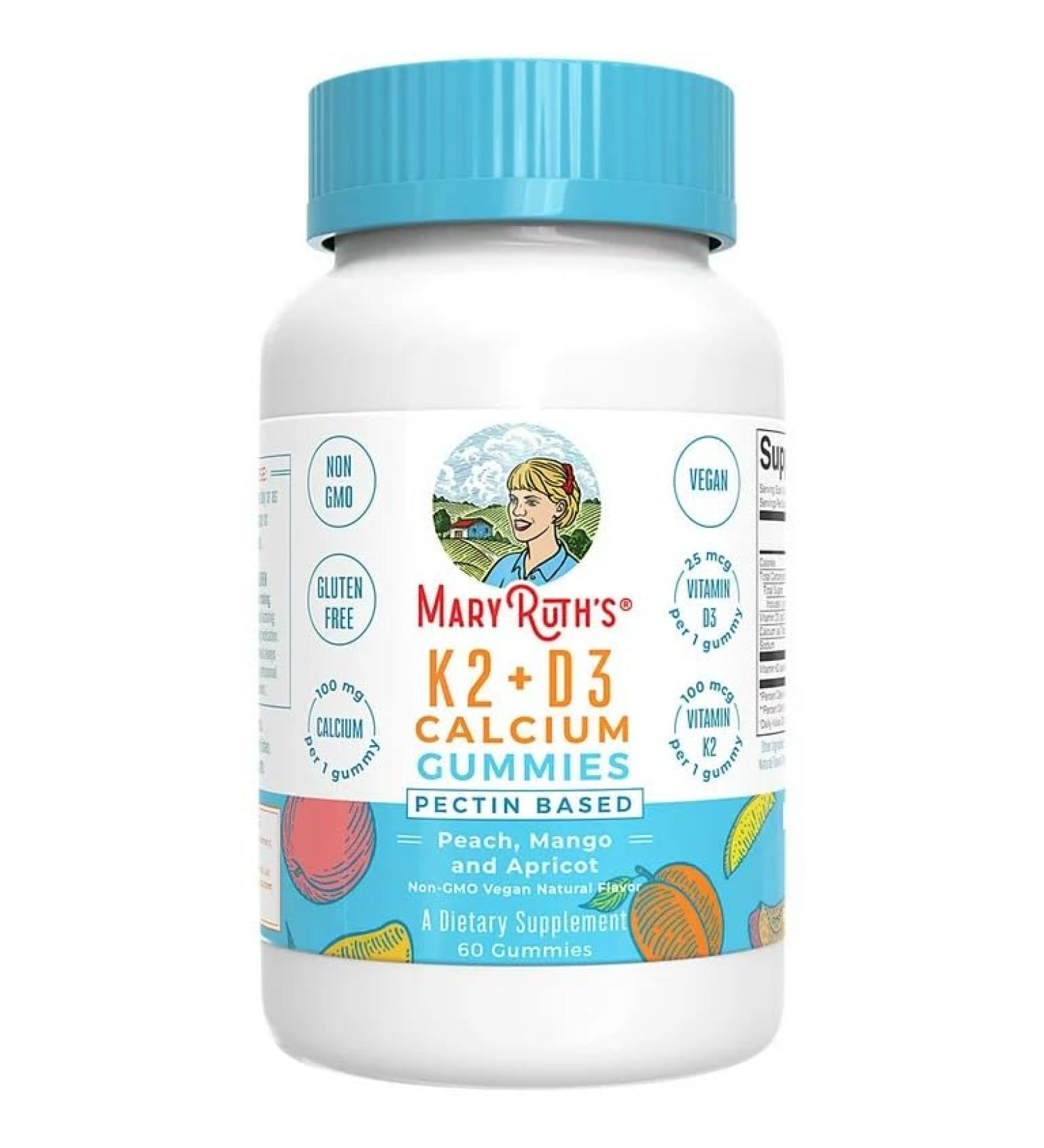 Vitamin K2 + D3 Calcium Gummies - Peach Mango & Apricot (60 Gummies) for Bone Health - Buy Online on GoSupps.com