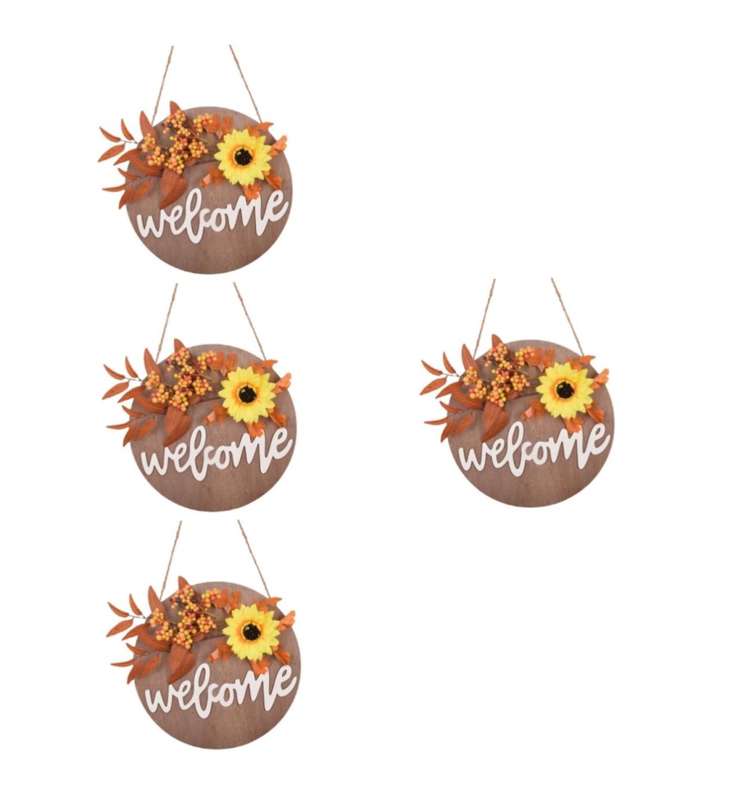Zerodeko 4pcs Sunflower Welcome Sign Indoor Wooden Pendant Outdoor Porch Decor Home Decoration Sunflower Wreaths Welcome Sign Harvest Festival Wooden Pendant Fall Plastic Welcome Card Berry - Buy Online on GoSupps.com