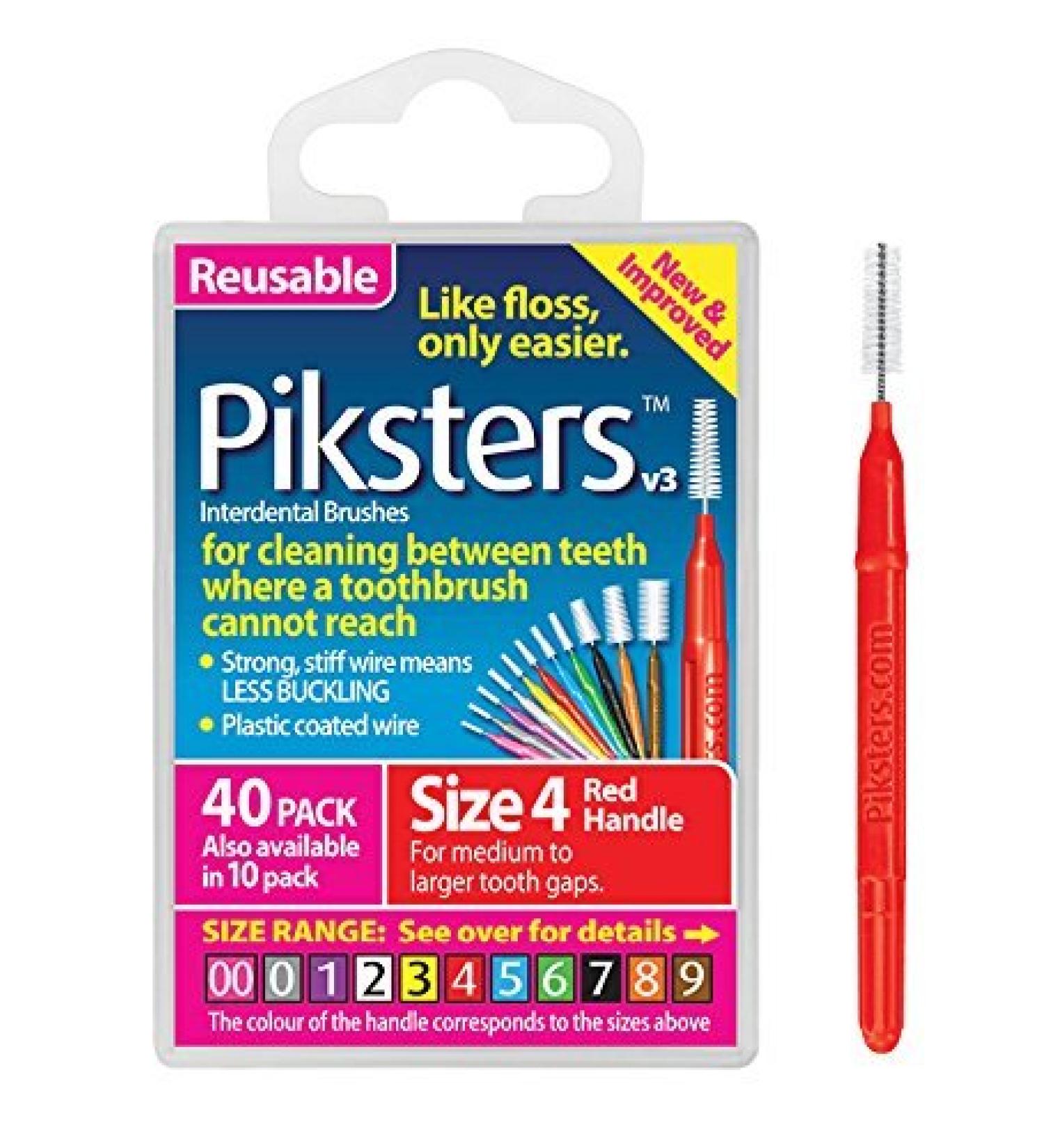 Piksters Interdental Brushes 40 Pack Size 4 (Red) - 1 Pack, 40 Count - Buy Online on GoSupps.com