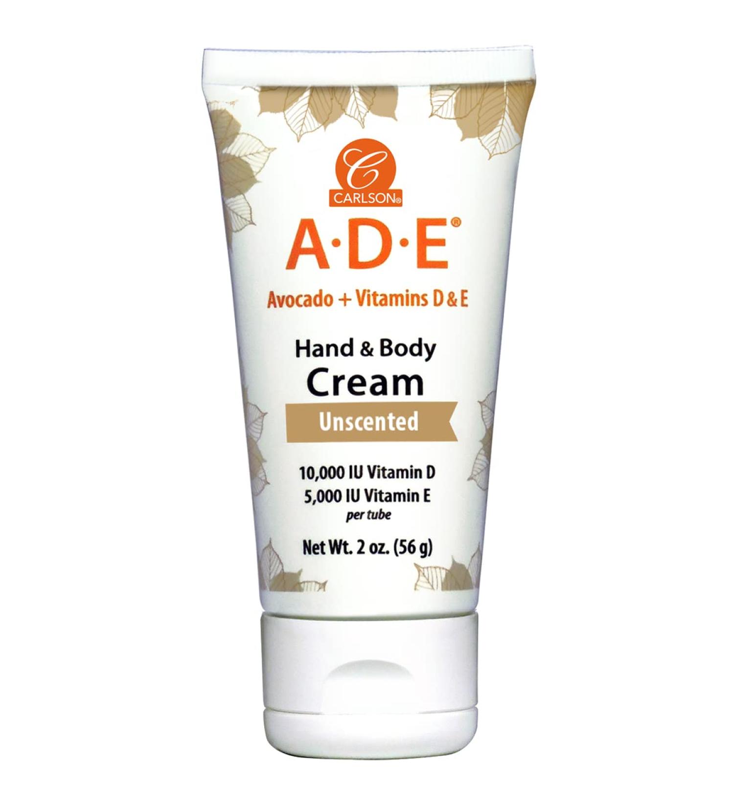 Carlson - ADE Hand and Body Cream Avocado Oil 10000 IU Vitamin D 5000 IU Vitamin E Unscented 2 oz Unscented 2 Ounce (Pack of 1) - Buy Online on GoSupps.com