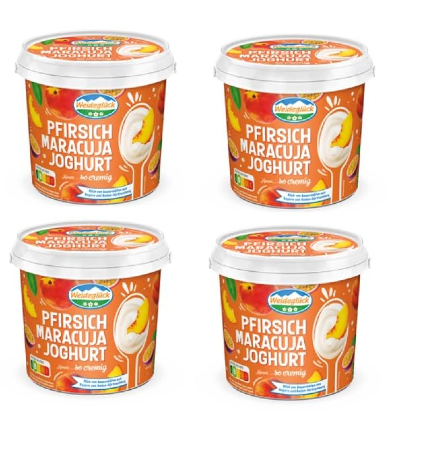 4x Fruit yoghurt mild peach-passion fruit - 1 kg cup