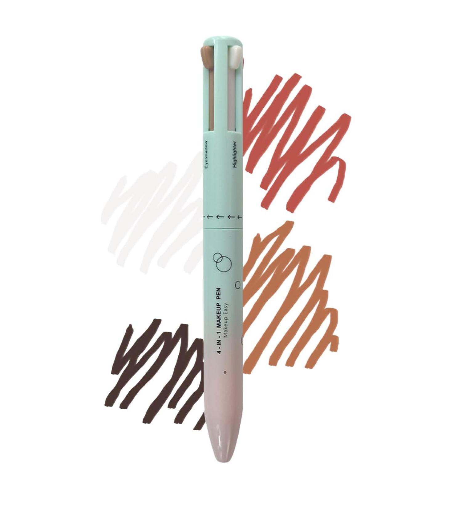 4-in-1 Travel Makeup Pen - Brown Eyeliner Eyebrow Pencil Eyeshadow Lip Liner & Highlighter | Multi-Functional Makeup Solution for On-the-Go | Perfect for International Shipping - Buy Online on GoSupps.com