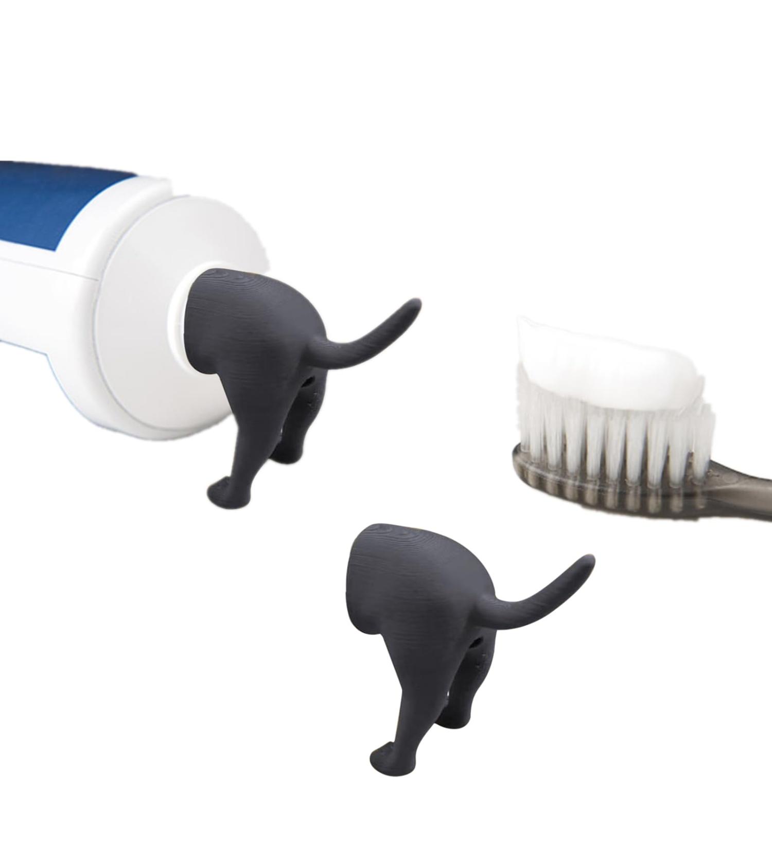 Pooping Dog Butt Toothpaste Topper Dog Pooping Toothpaste Cap Funny Creative Toothpaste Topper for Any Dog Lover (2pcs-Black) (2pcs-Gray) - Buy Online on GoSupps.com
