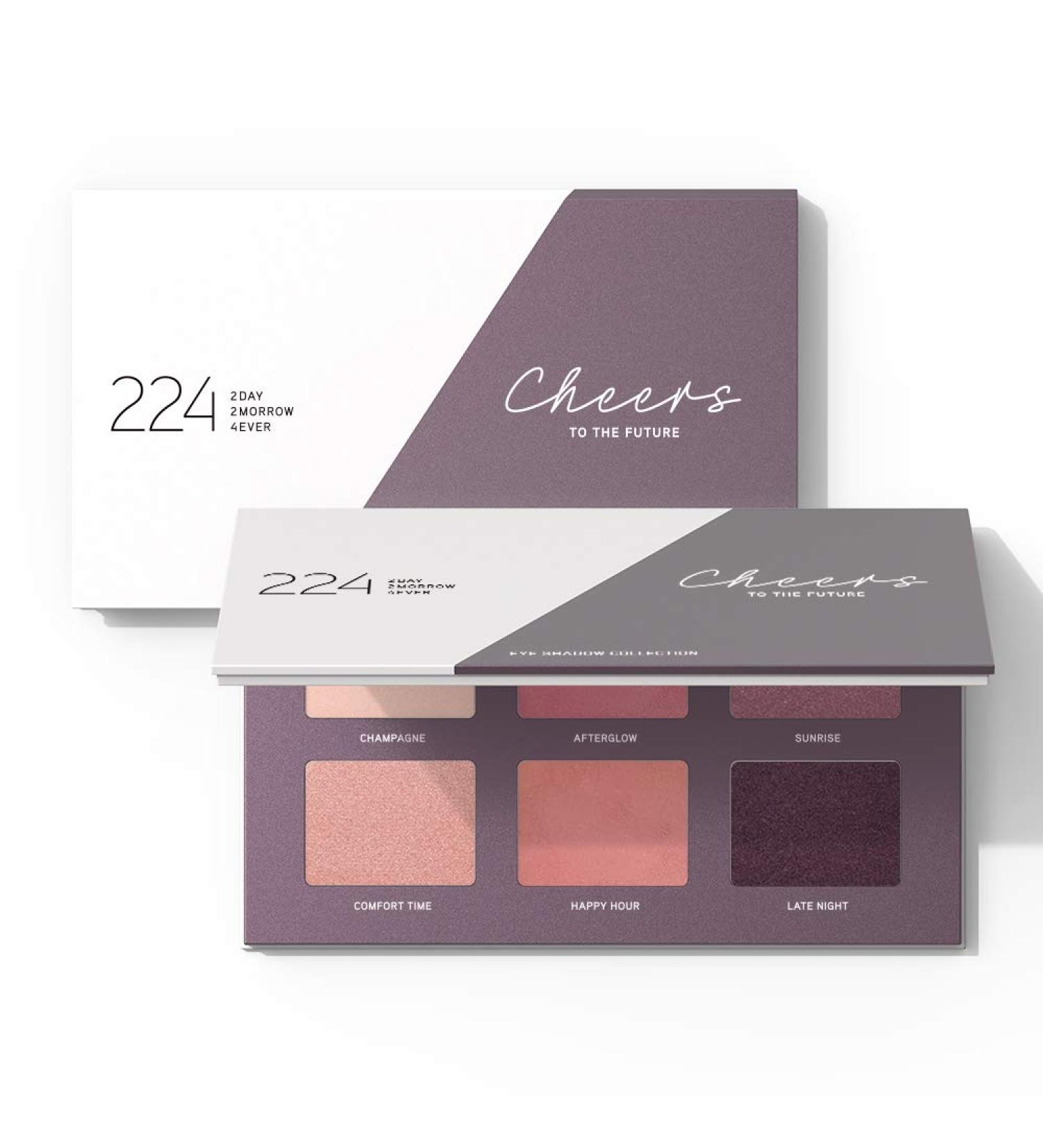 224 Cosmetics Eyeshadow Palette - Cheers to the Future | Natural Vegan Cruelty-Free | 6 Plum Shades Paraben & Silicone-Free - Buy Online on GoSupps.com