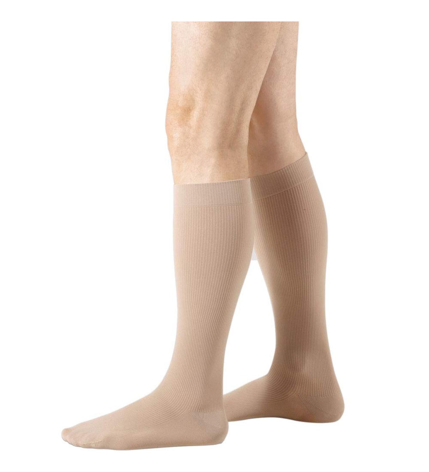 Compression Stockings Juzo Dynamic Cotton Rib III KKL.1 Juniper Closed Toe with Adhesive Edge - Best International Shipping - Buy Online on GoSupps.com