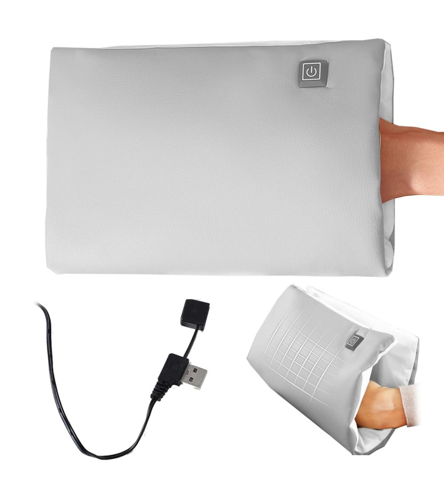 Winter Outdoor Camping Pocket Pouch Design Graphene Heating Hand Warmer Electric Heated Pad 3 levels of heat settings with USB port Rechargeable Electric Hot Bed Warmer White - Buy Online on GoSupps.com