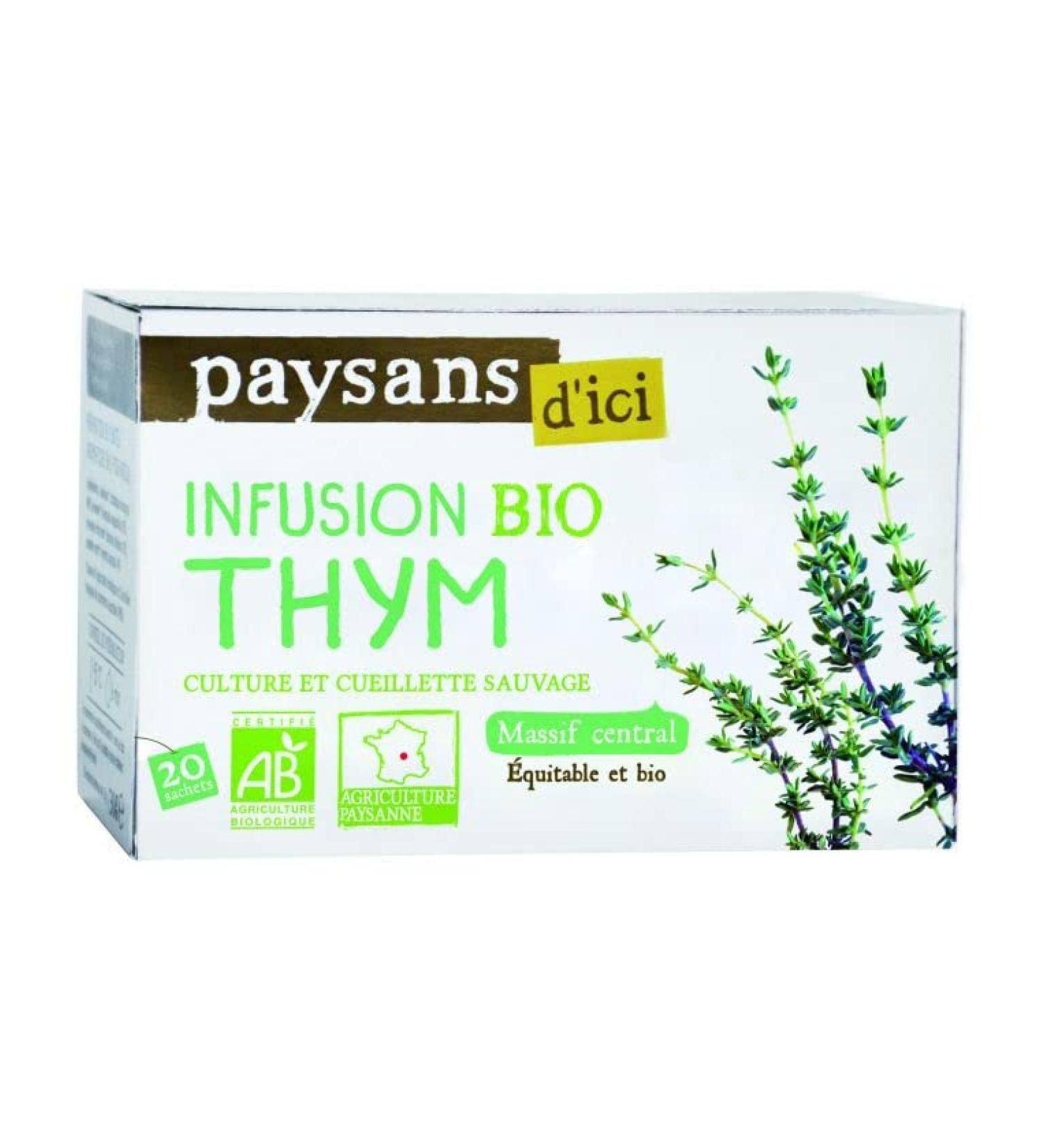 ETHIQUABLE Paysan d'Ici Organic Central Solid Thyme Infusion 20 Sachets 30 g