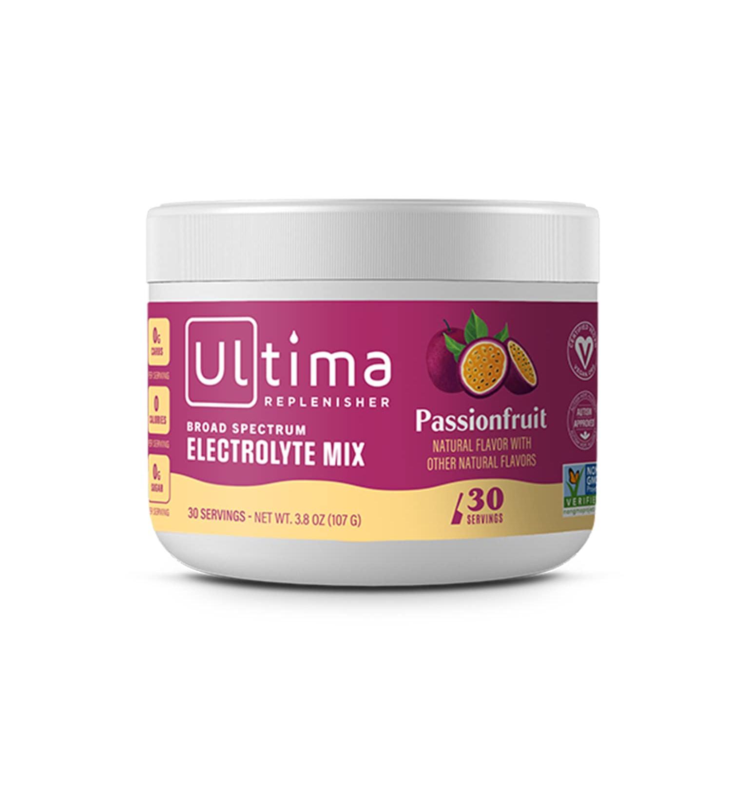 Ultima Replenisher Hydration Electrolyte Powder - 30 Servings - Keto & Sugar Free - Passionfruit Flavor - Non-GMO & Vegan Formula - Buy Online on GoSupps.com
