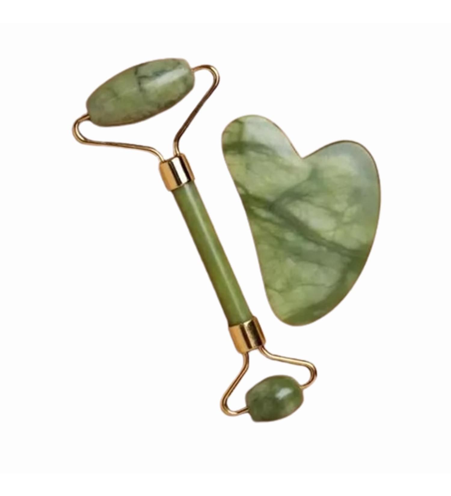 Jade Roller & Gua Sha Facial Tool - Reduce Puffiness | Skin Care Massager for Face Eyes & Neck - Shop Internationally - Buy Online on GoSupps.com
