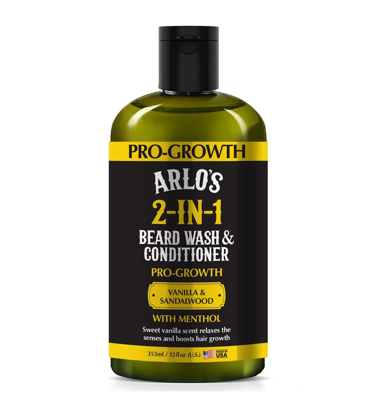 Arlo's Pro-Growth 2-in-1 Beard Wash & Conditioner - Vanilla Sandalwood & Menthol - 12 oz | International Shipping Available - Buy Online on GoSupps.com