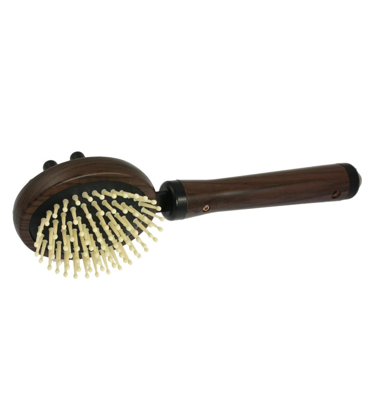 Ruilogod Double Side Steel Roll Ball End Body Knock Stick Hammer Brown Massage
