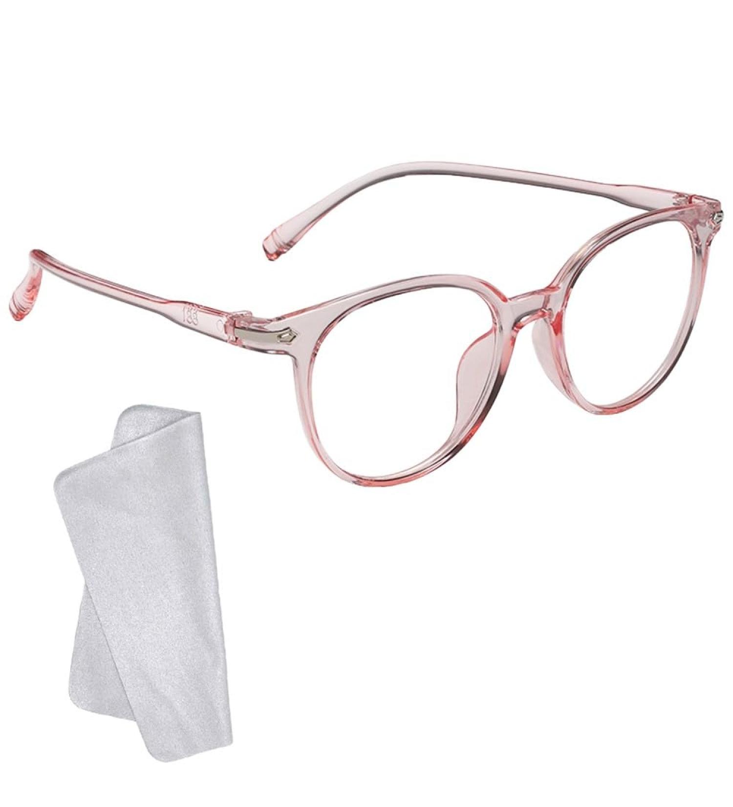 KINDOYO Blue Light Blocking Glasses for Women and Men - Anti Eyestrain Gaming Eyewear with Transparent Frame and Clear Lens - Lightweight Classic Eyeglasses in Pink - Buy Online on GoSupps.com