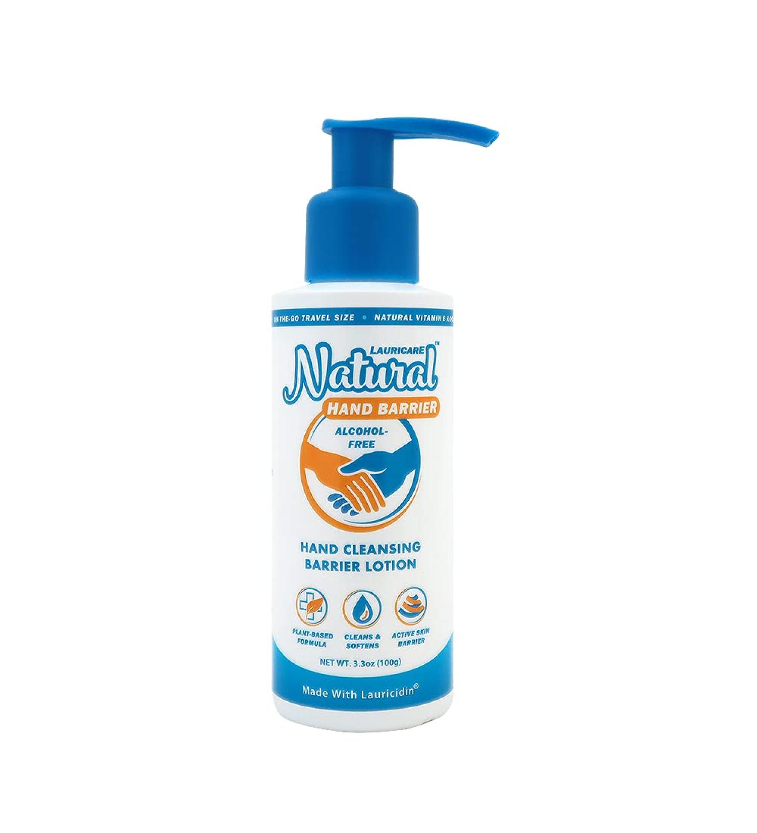 Natural Hand Barrier Lotion for Dry Skin - Lauricidin Coconut Orange Scent | 3.3oz Pump | International Shipping Available - Buy Online on GoSupps.com