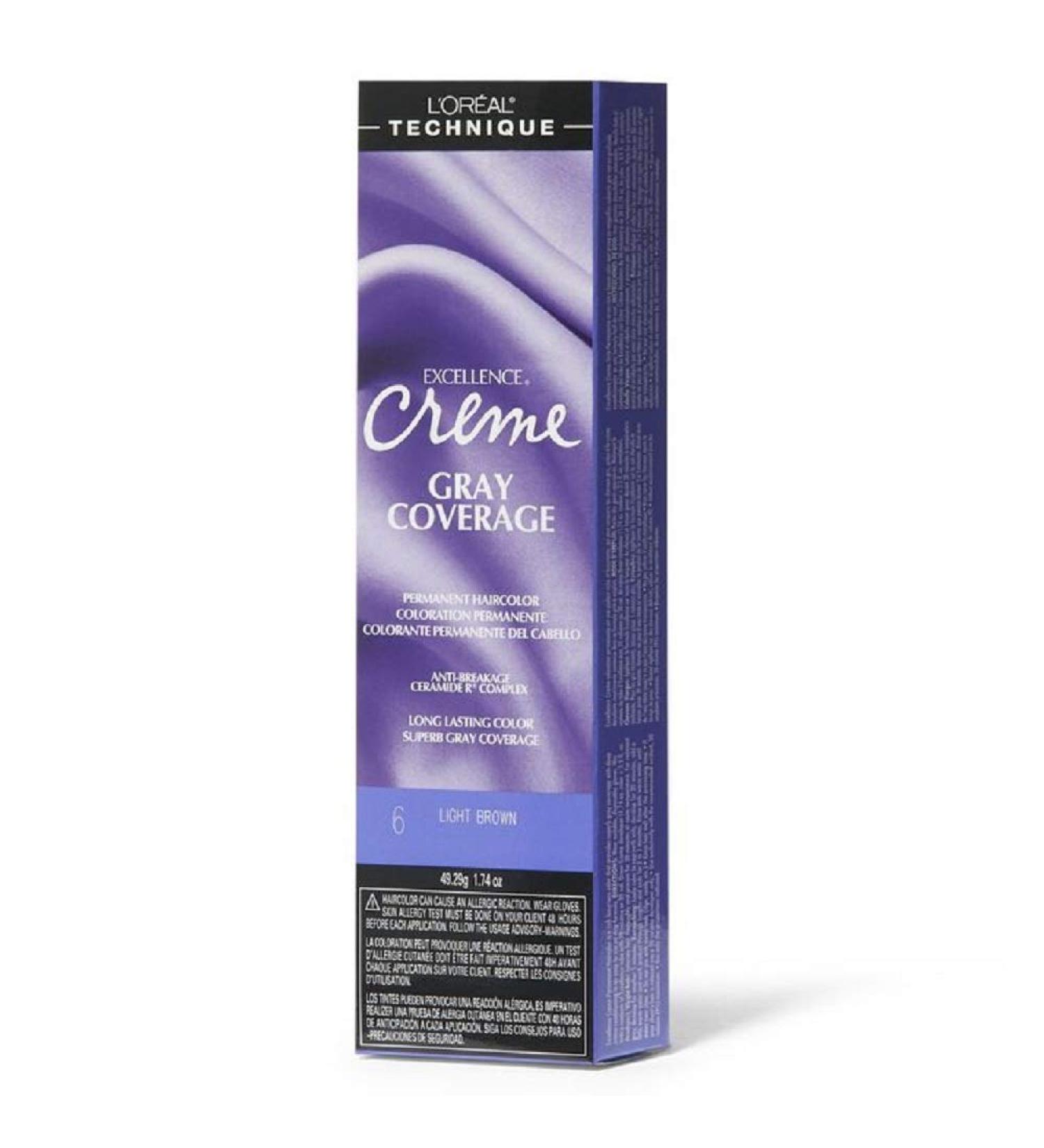 L'Oreal Paris Excellence Creme Permanent Hair Color  Light Brown No.6  1.74 Ounce 6 Light Brown 1.74 Ounce (Pack of 1)
