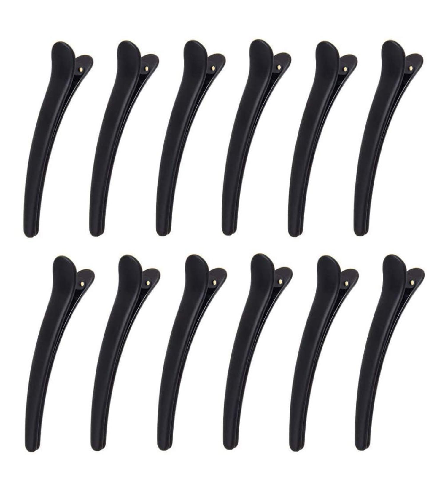 Deolven Hair Clips - 12 Professional Plastic Hairdresser Accessories for Women & Girls | 7.8cm Black Styling Salon Tools - Buy Online on GoSupps.com