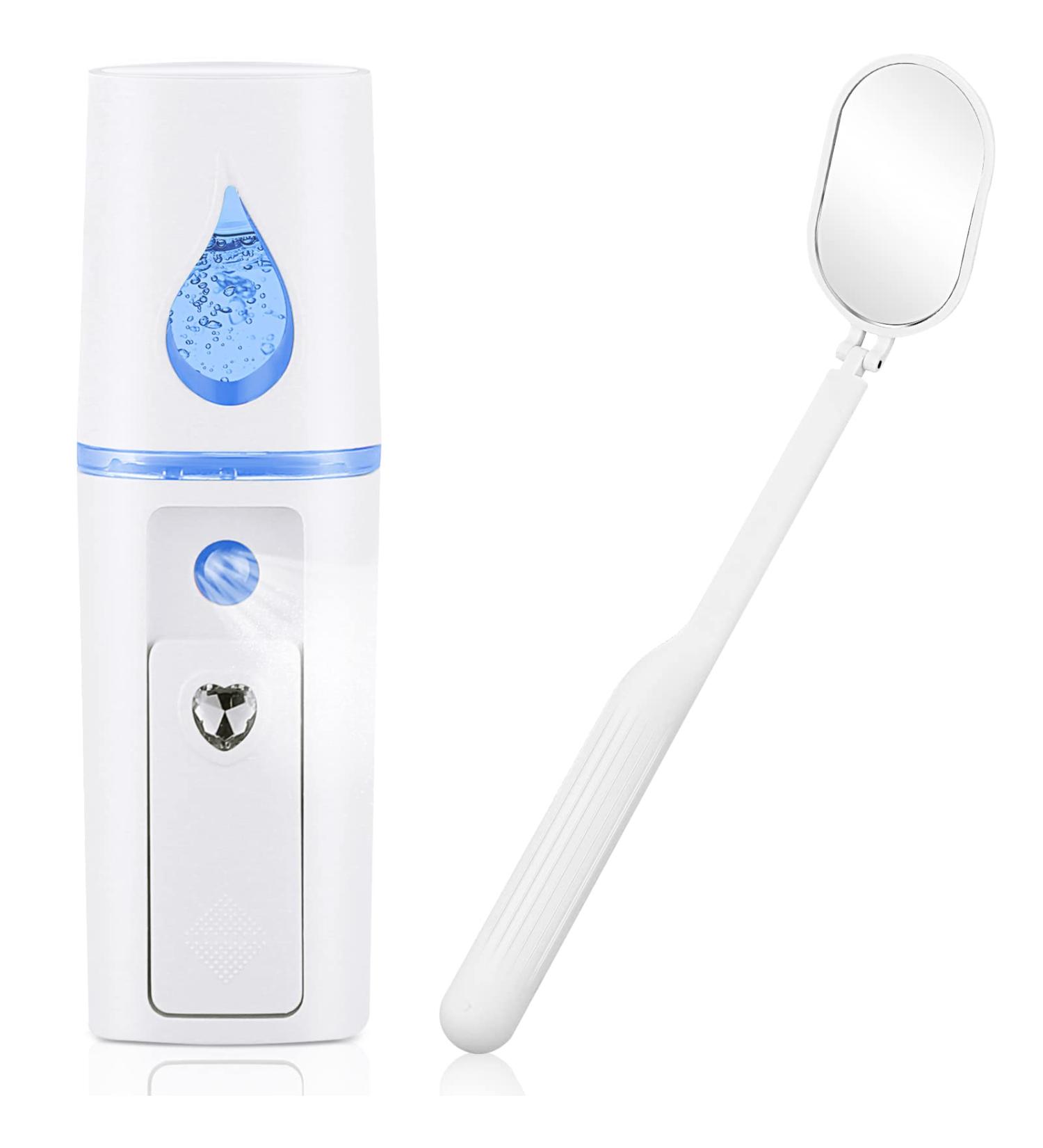 Portable Nano Mist Sprayer with 270 Rotation & 20ml Water Tank - USB Rechargeable Face Mist Steamer for Makeup and Skin Care (White) - Buy Online on GoSupps.com
