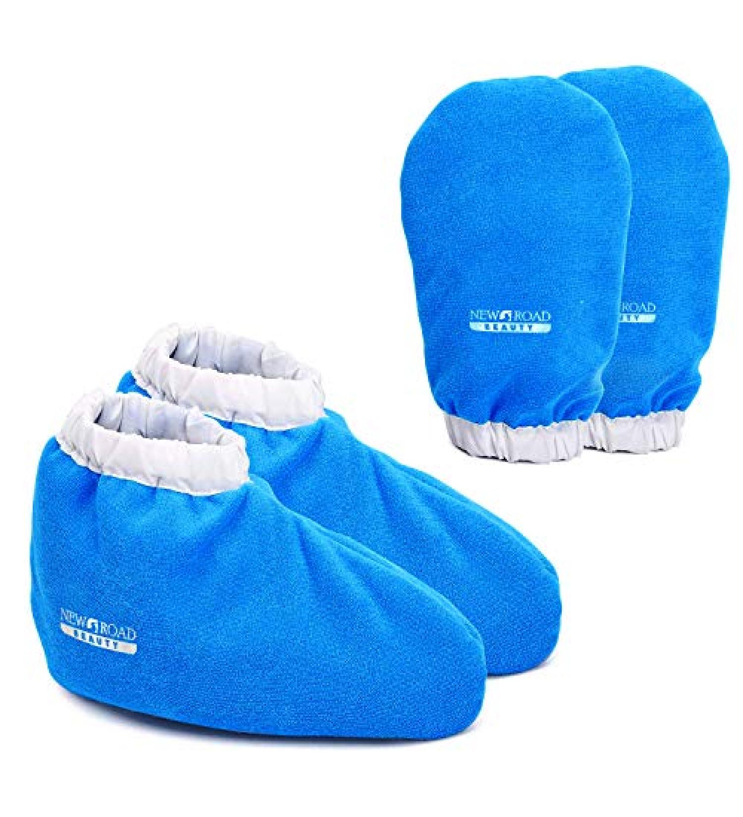 New Road Beauty Paraffin Wax Bath Glove & Bootie Set - Blue | Heat Therapy Insulated Terry Cloth for Paraffin Wax Treatment - Buy Online on GoSupps.com