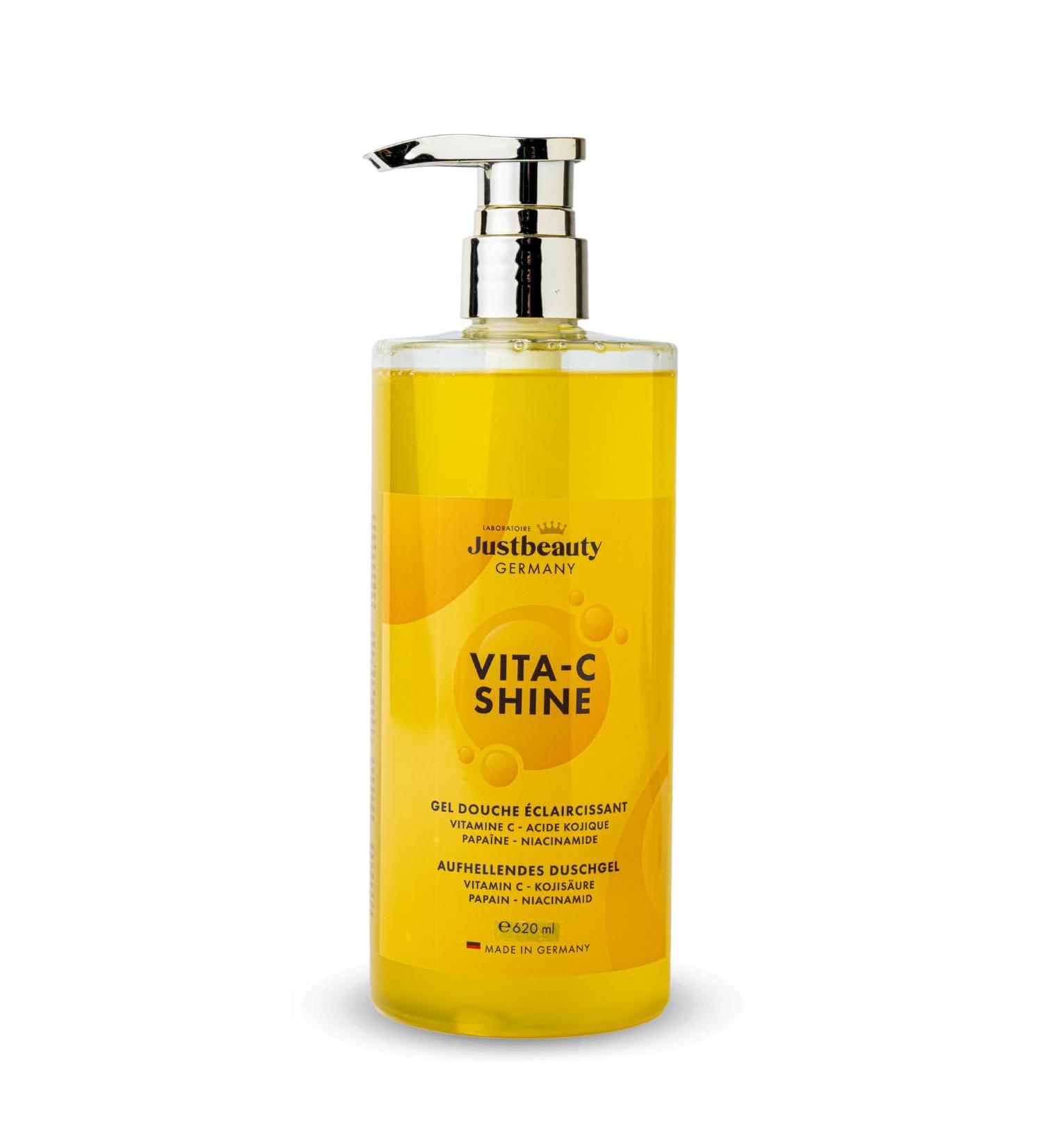 Vita C Shine Whitening shower gel 620 ml extra strong with vitamin C niacinamide kojic acid and hyaluronic acid moisturizing and complexion compensating - Buy Online on GoSupps.com