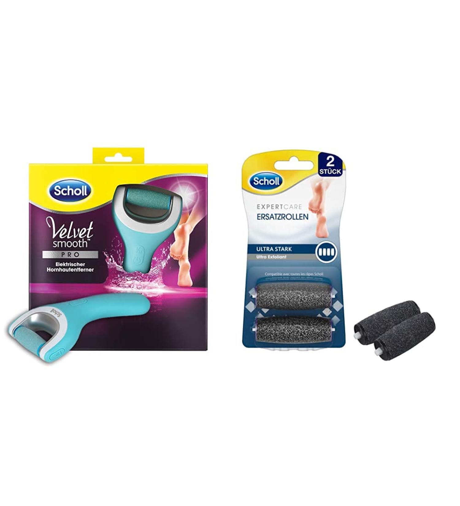 Scholl Velvet Smooth Electric Cornel Remover Pro - Ultimate Foot Care Device with Charging Station & Ultra Strong Replacement Rolls - Perfect for Wet & Dry Feet - Buy Online on GoSupps.com