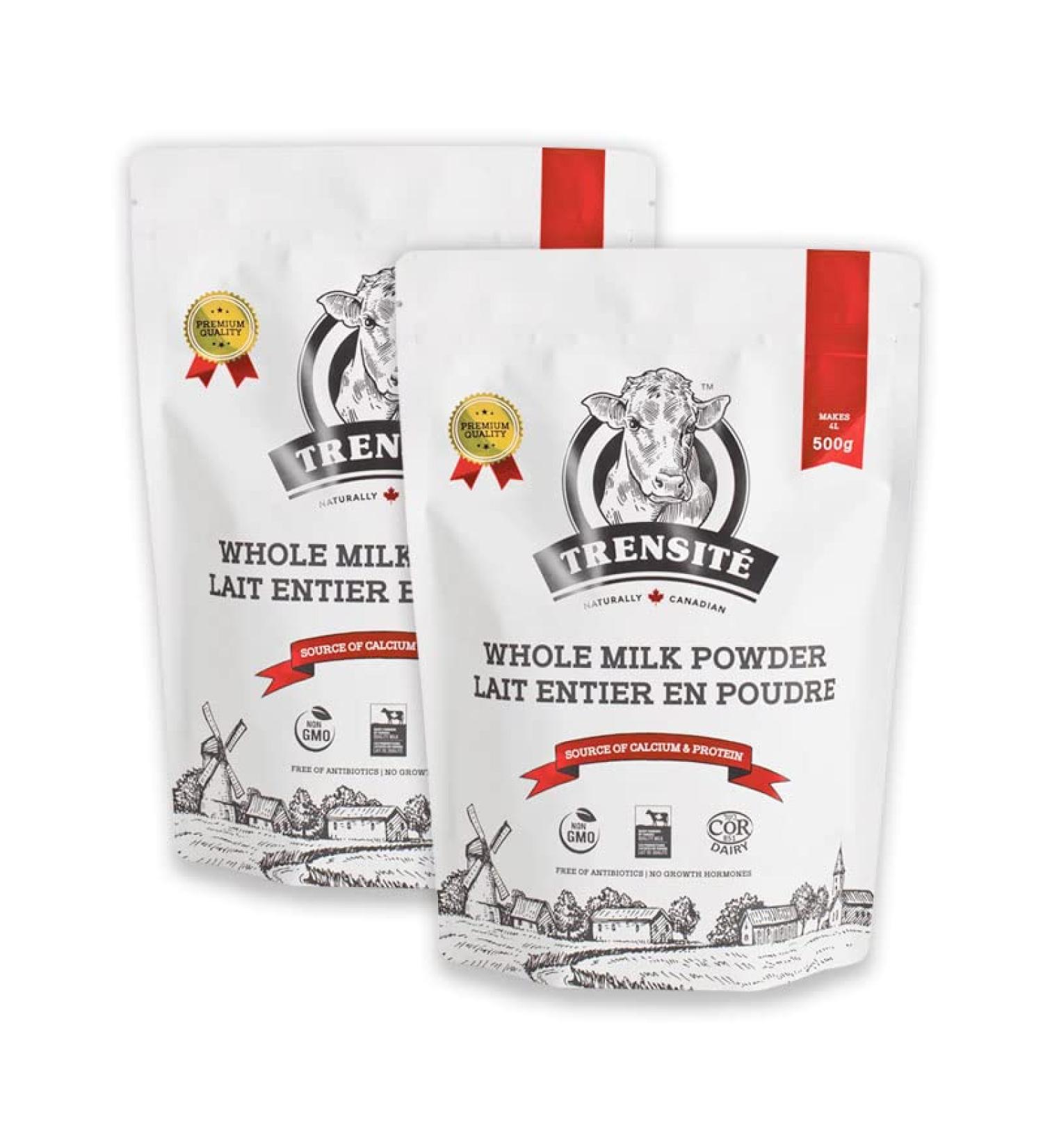Trensit Whole Milk Powder 3.25% 2 Bags x 500g (1kg) Naturally Canadian 100% Canadian Milk Free of Antibiotics No rBST or rBGH. 2pk - Buy Online on GoSupps.com