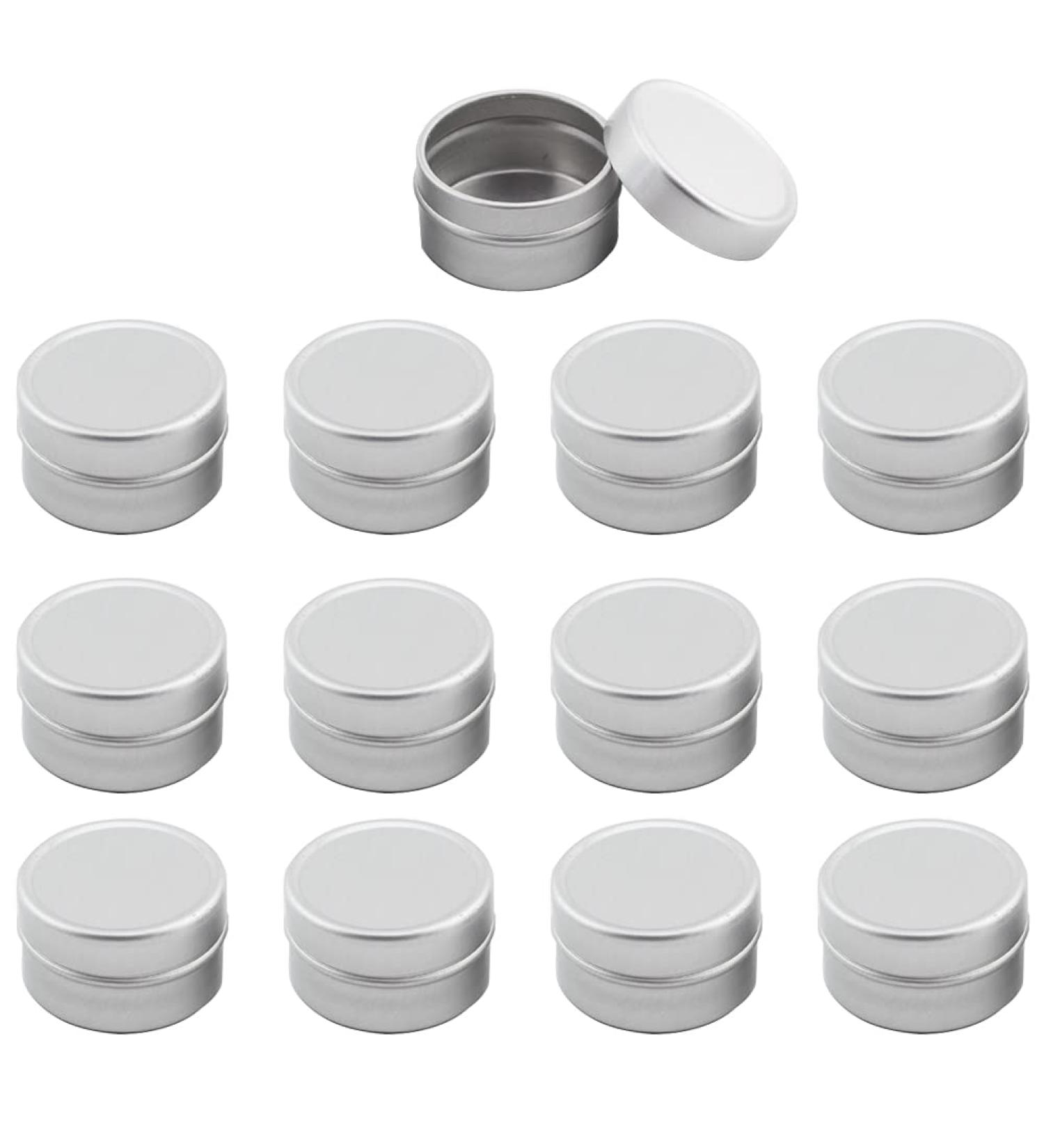 Zeoabsy 12pcs 5ml Silver Aluminum Tin Cans - Empty Round Cosmetic Containers for DIY Ointments Creams Candles & Shaving Soap - Buy Online on GoSupps.com