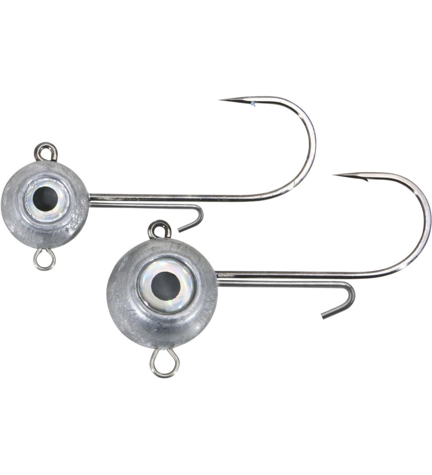 Aquantic Jighead Big Eye Head Jighead for the sea fishing on 8/0 fishing hooks with stabilizer large eyes and bait holder compatible with The Sandeel 60g - 2 pieces