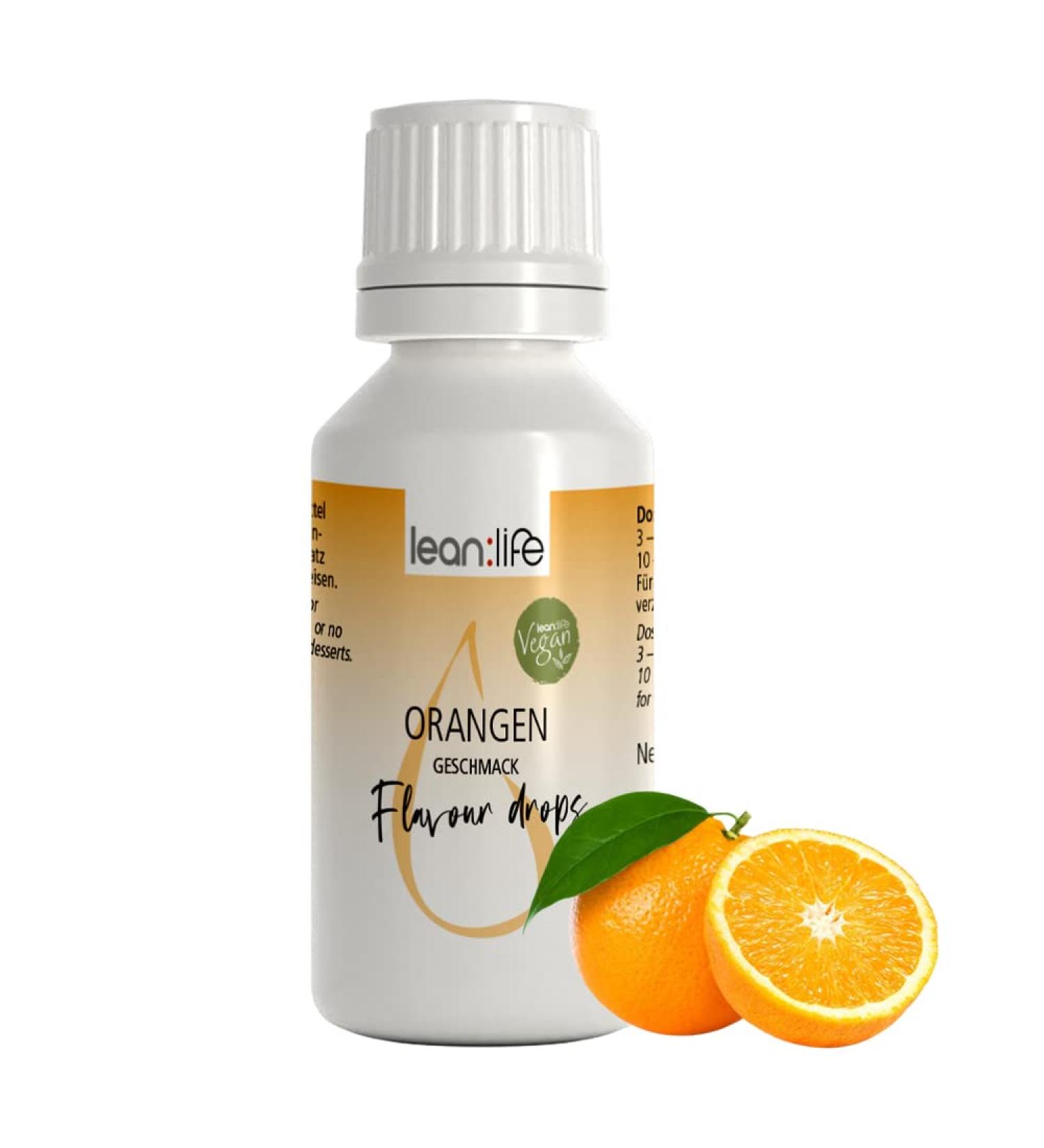 Buy Lean:Life Orange Flavour Drops 30ml - Sugar-Free Aroma Drops for Low-Calorie Food | International Shipping Available - Buy Online on GoSupps.com