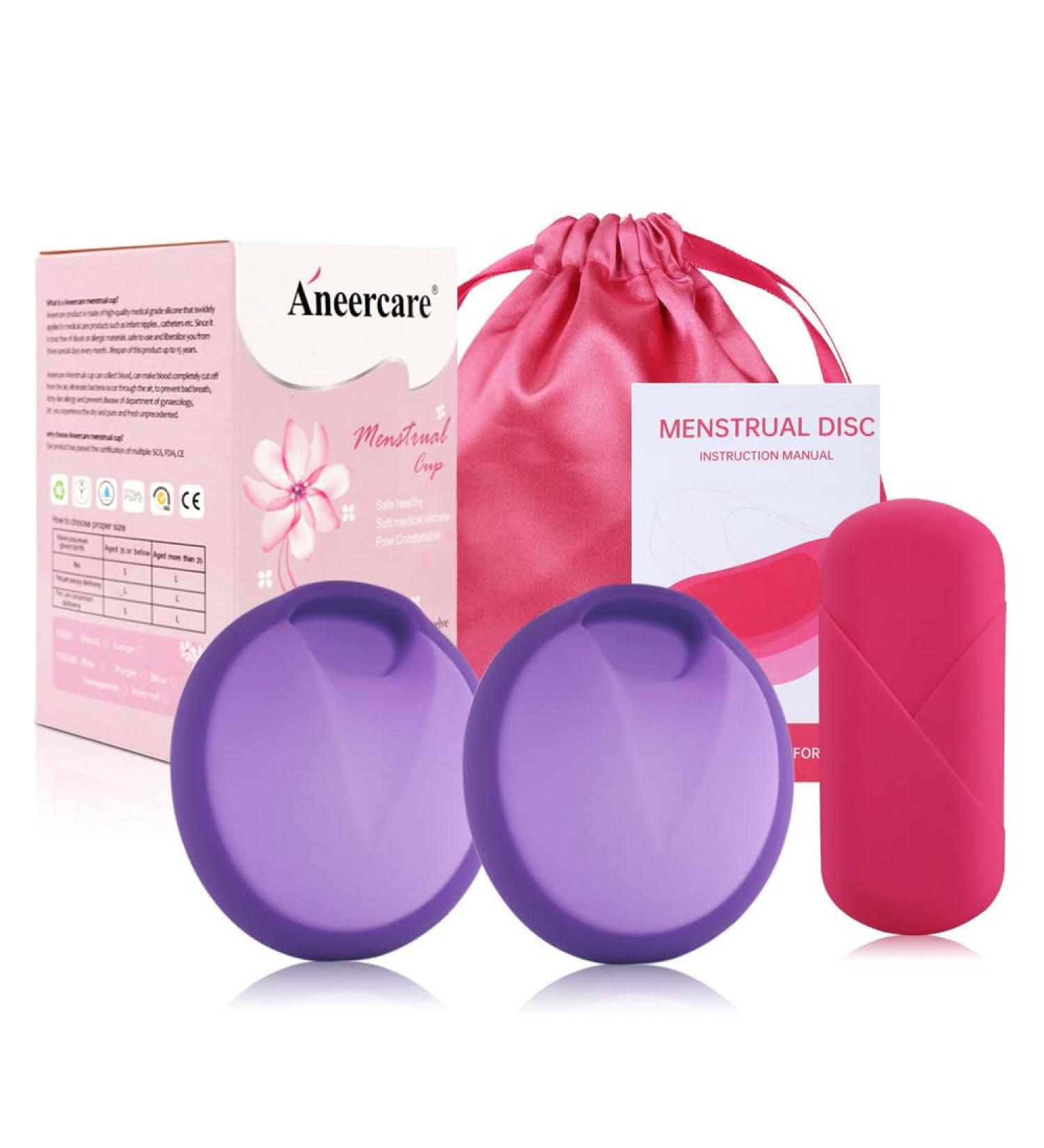 Fenyw Menstrual Disk - Reusable Soft Silicone Menstrual Disc & Tampon Alternative (Purple S+L) - Buy Online on GoSupps.com