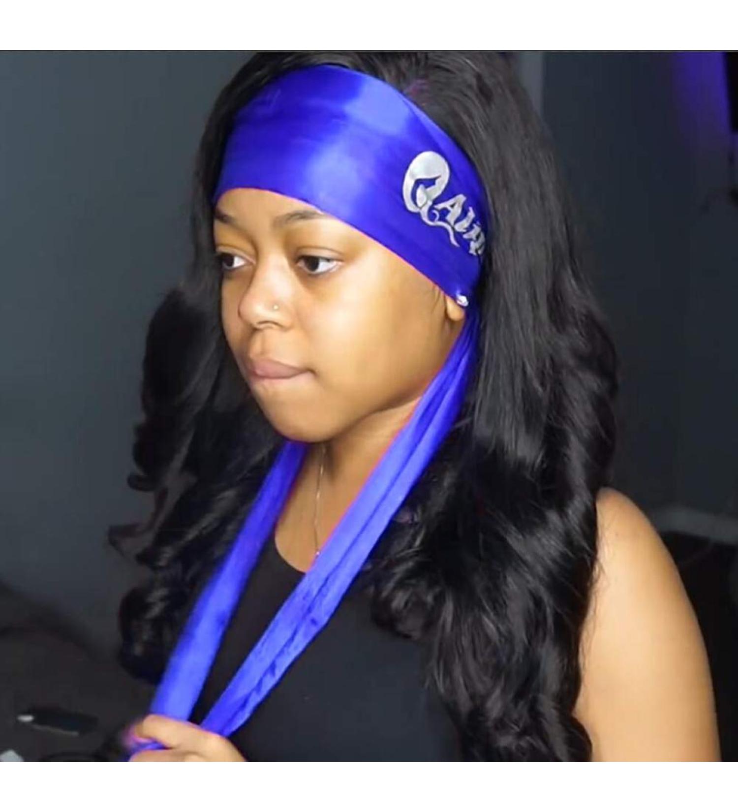 Ali Pearl Blue Satin Edge Scarf for Lace Wigs | Hair Setting Wrap - Buy Online on GoSupps.com