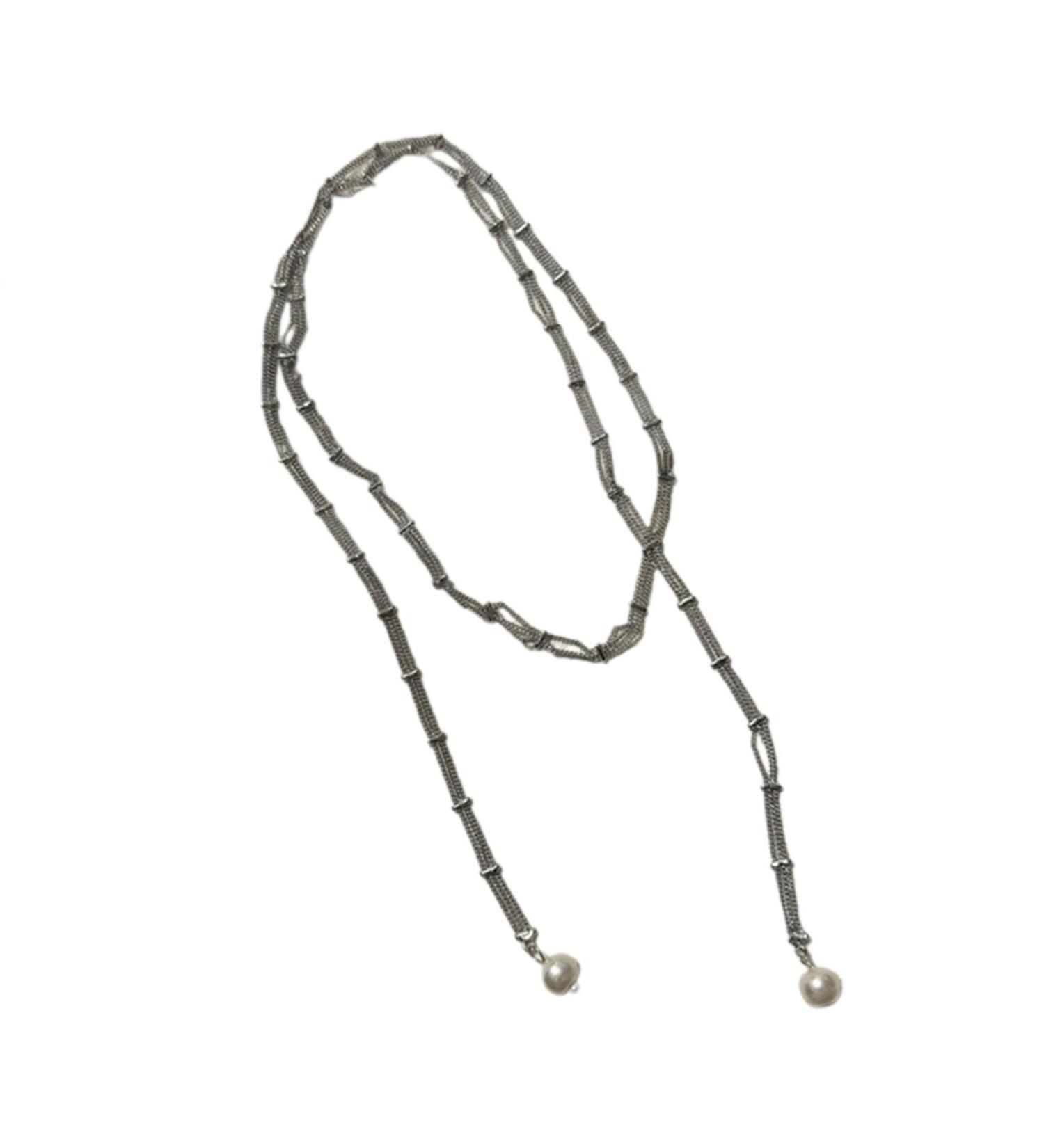 Oralgo Vintage Double-Layer Necklace with Imitation Pearl Fringes - Trendy & Elegant Fashion Accessory - Buy Online on GoSupps.com