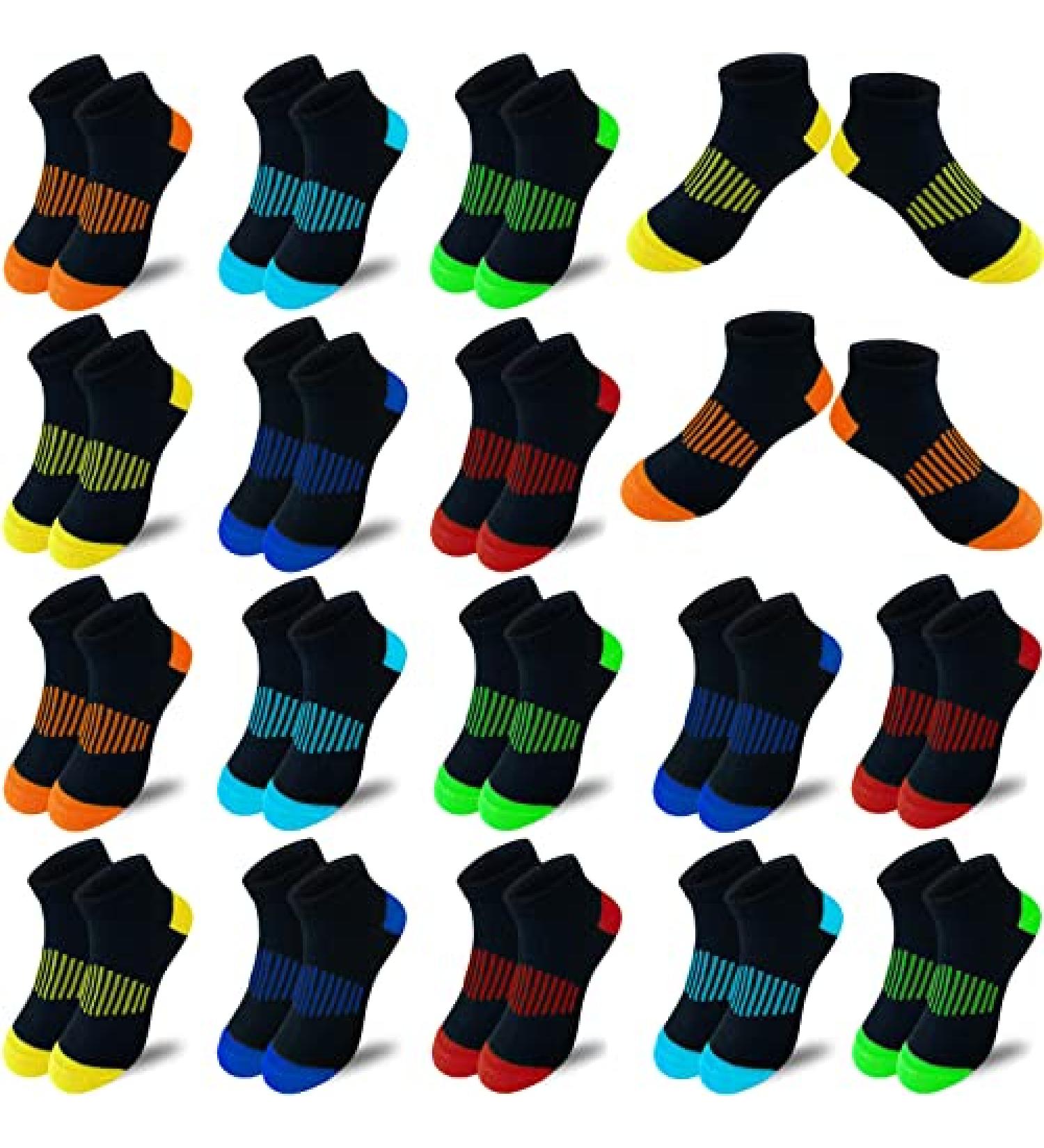 Jamegio Kids Low Cut Socks - 18 Pairs Half Cushion Sport Ankle Athletic Socks - Multicolor (Black) - 7-10 Years - Buy Online on GoSupps.com