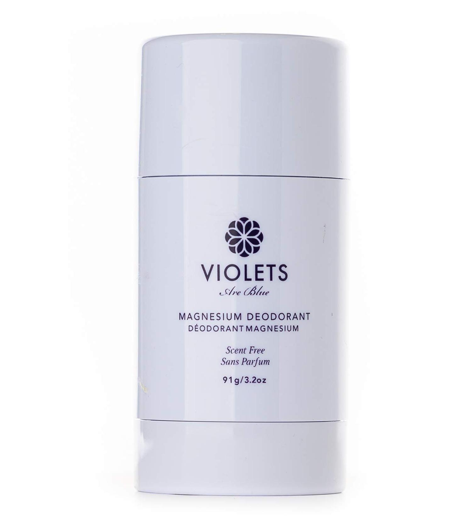 Violets Are Blue - Magnesium Deodorant | Non-Toxic Baking Soda-Free Aluminum-Free (Unscented 3.2 oz | 91 g)