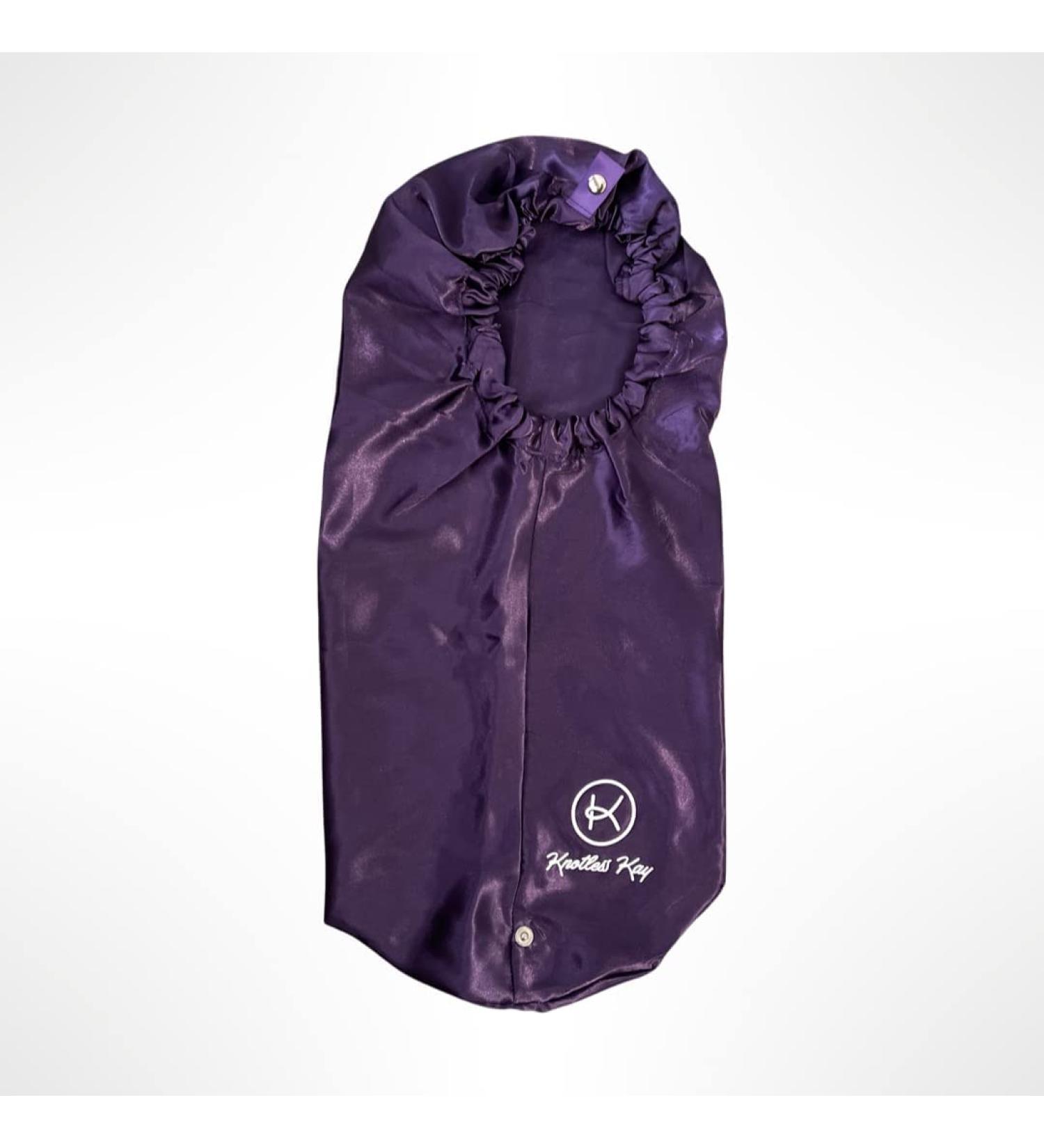 Knotless Kay Extra Long Satin Bonnet | Adjustable Snap Button | Purple | Protective Hairstyles for Braids, Weaves, Wigs, Locs | Natural Hair Care - Buy Online on GoSupps.com