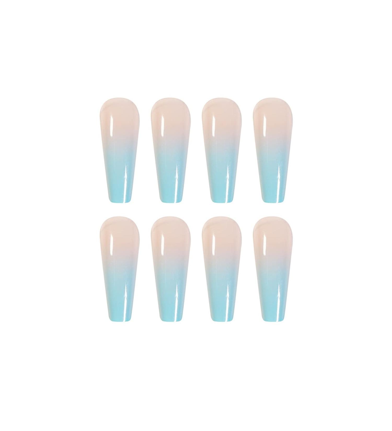 Chtom Long scalar blue shark tank post fake nail nail patch waterproof removable with a US product