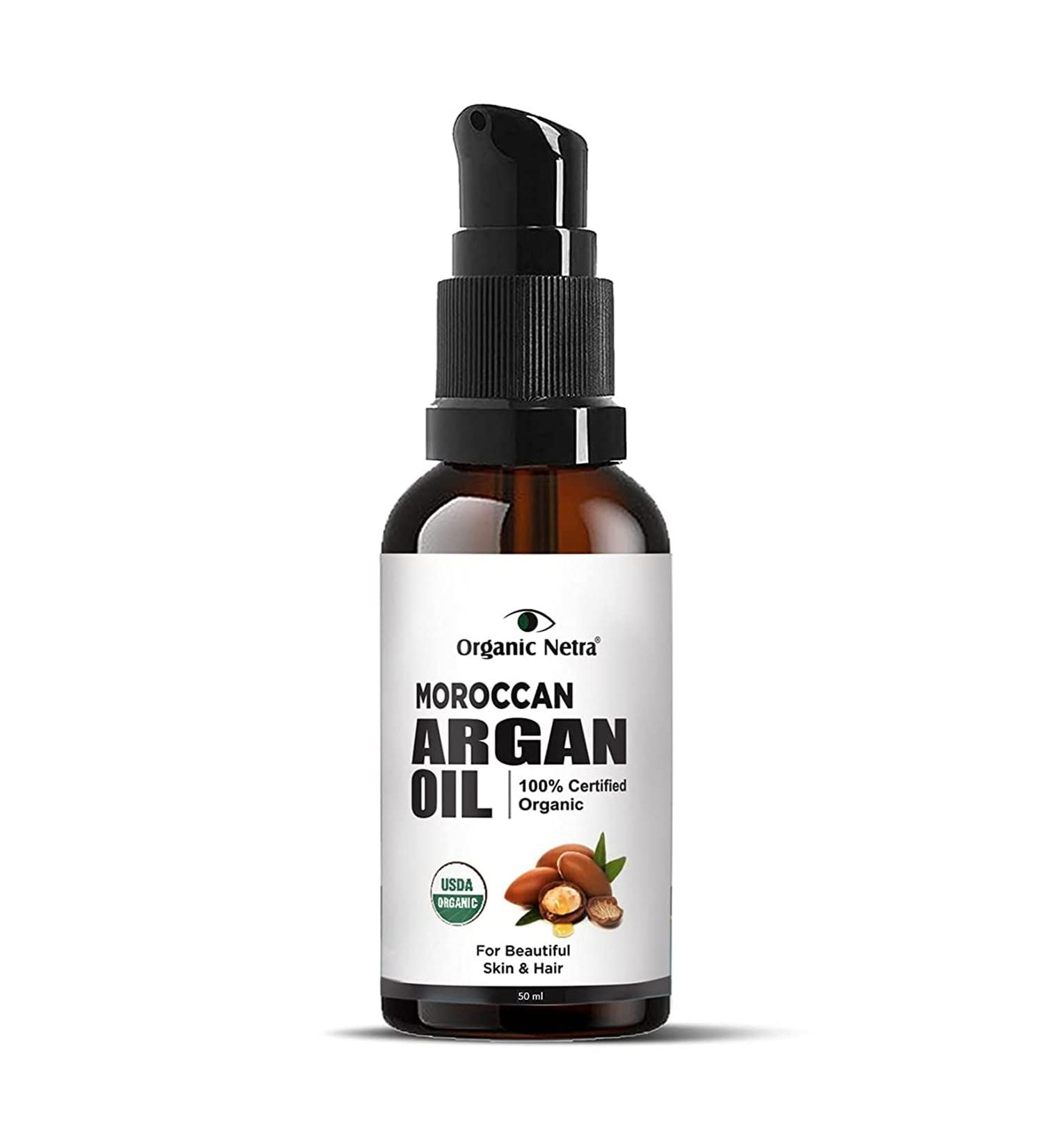 Organic Netra Moroccan Argan Oil for Skin & Hair 100% Organic Pure & Natural Cold Pressed Oil Soothes & Heals Skin Reduces Wrinkles & Stretch Marks 50ml - Buy Online on GoSupps.com