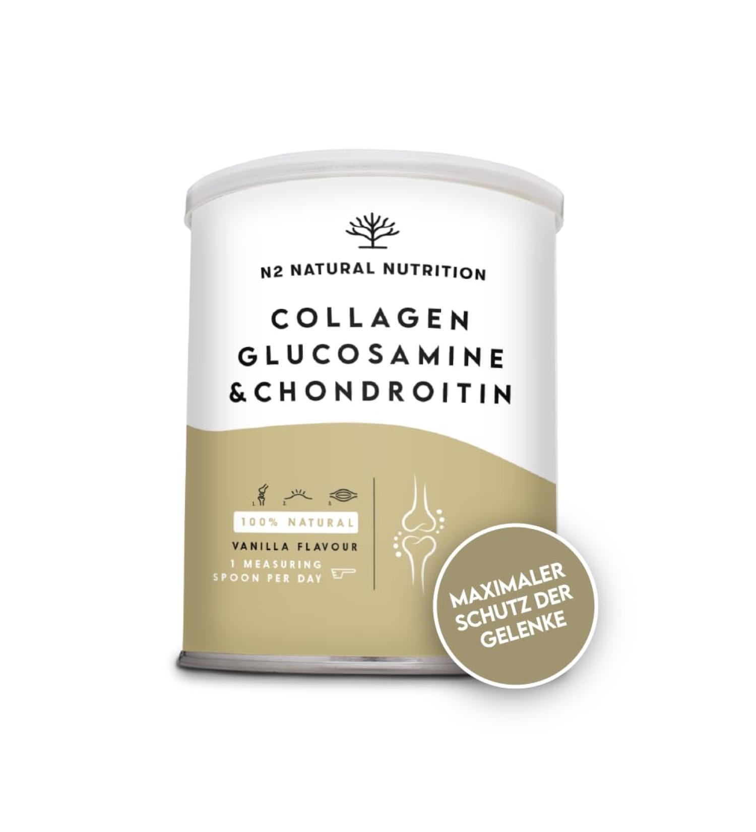Collagen Hydrolysate Powder with Hyaluronic Acid Glucosamine & Vitamin C | Joint & Skin Support | N2 Natural Nutrition EU - Buy Online on GoSupps.com