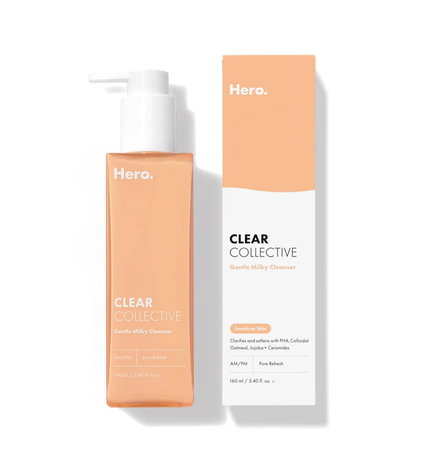 Gentle Milky Cleanser for Sensitive Blemish-Prone Skin - PHA, Colloidal Oatmeal, Jojoba + Ceramides - Vegan-Friendly by Hero Cosmetics - Buy Online on GoSupps.com
