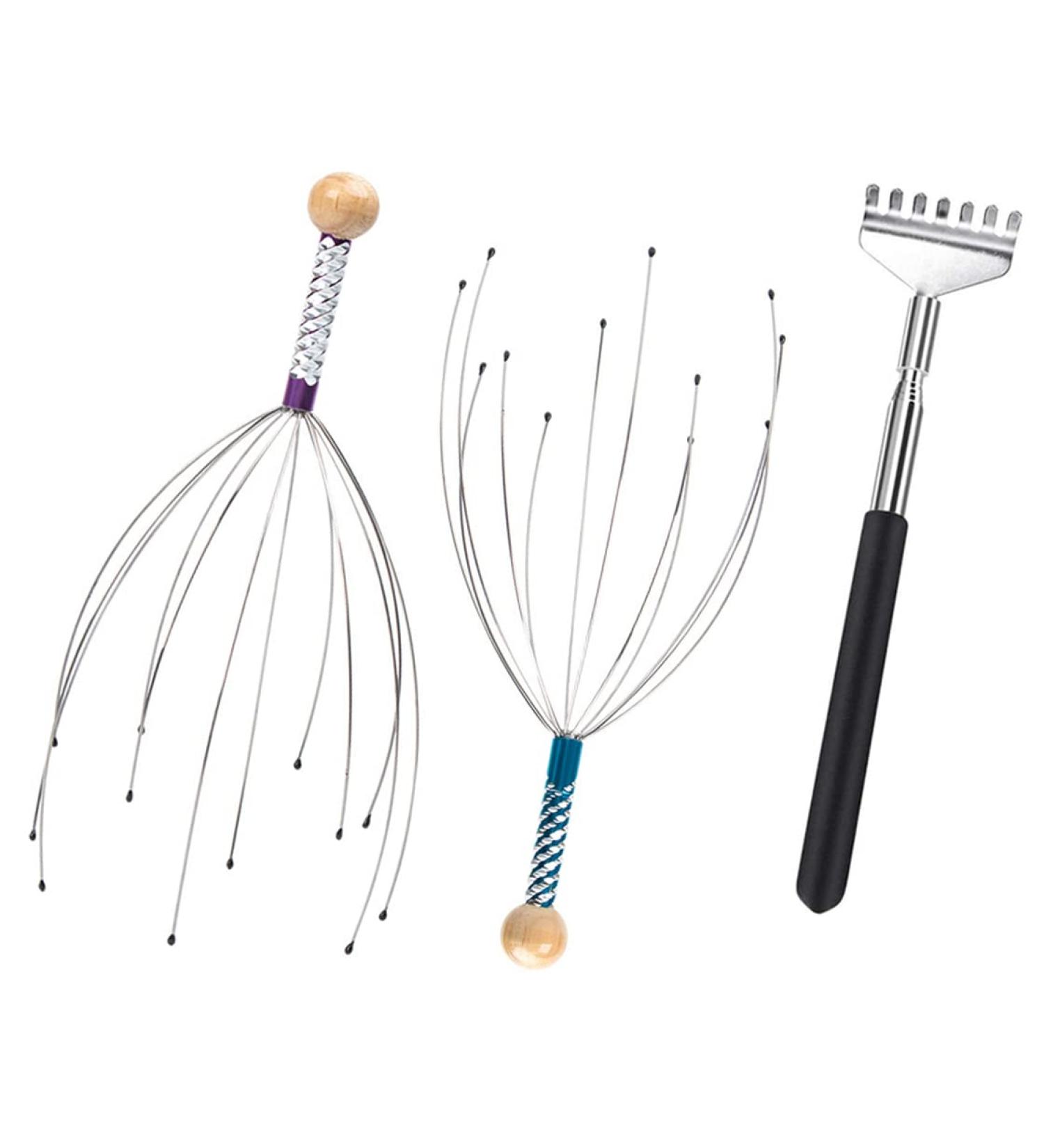 2-Piece Head Massage Brush Set - Relaxing Head Scratcher & Back Scratcher for Ultimate Wellness - Buy Online on GoSupps.com