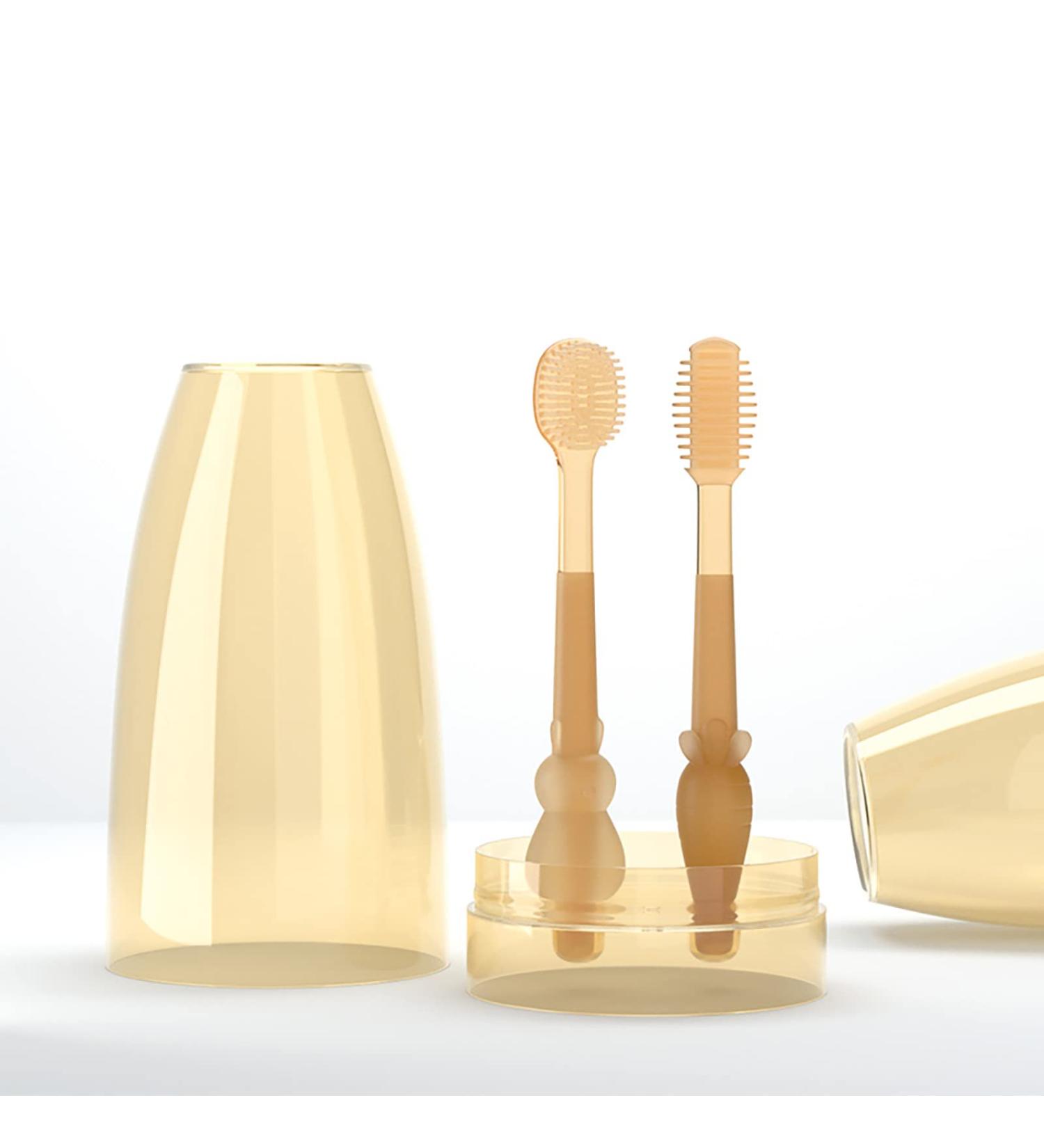 Moteerllu Baby Silicone Toothbrush Set | BPA Free 0-3 Years Infant Toddler Oral Care Kit with Cup | 360 Degree Baby Toothbrush for Training Teeth | Baby Oral Cleaning Brushes Included - Buy Online on GoSupps.com